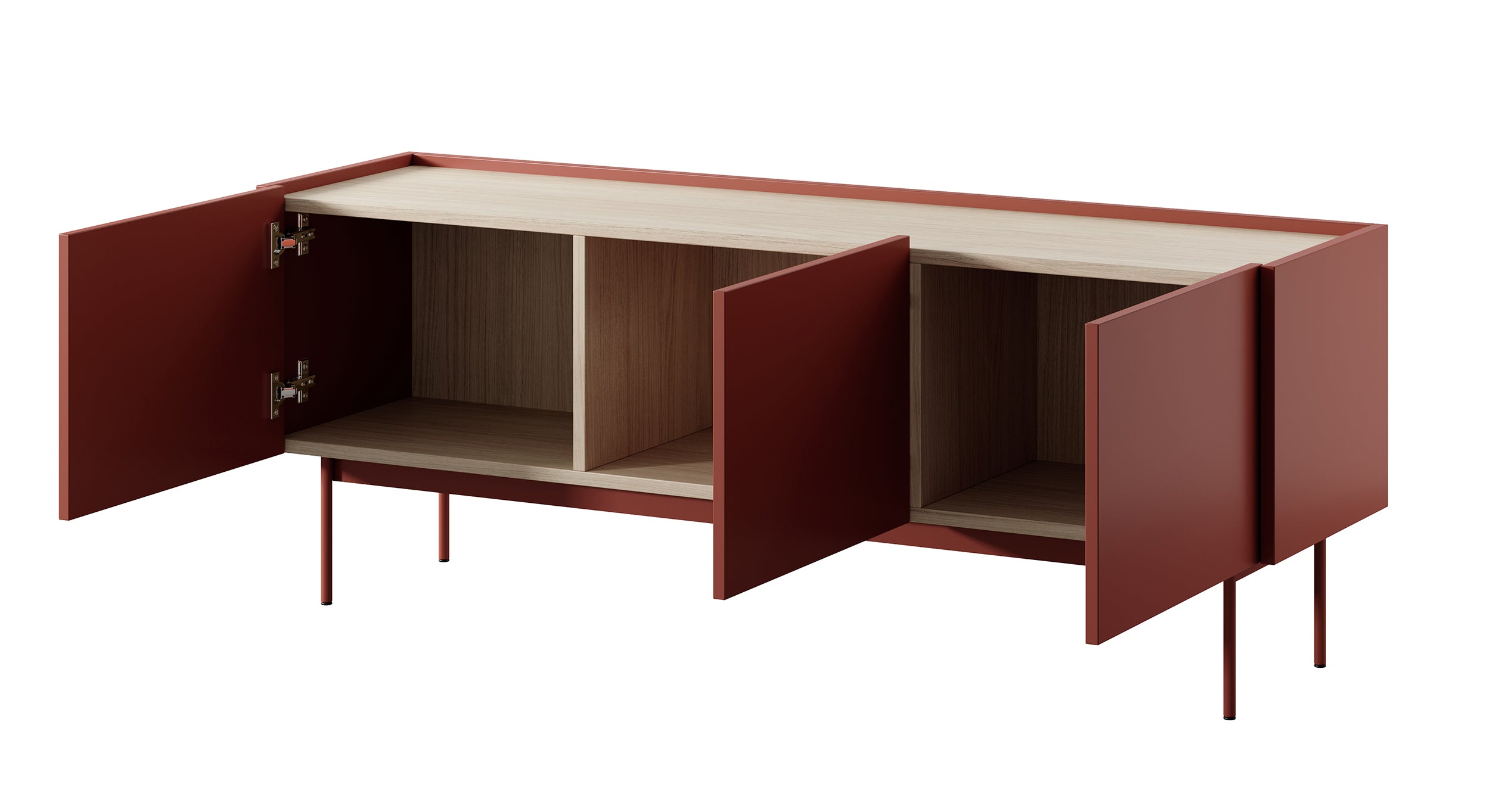 selsey-color-tv-schrank-144-cm-3-t-rig-ziegelrot-eiche-linea image 4