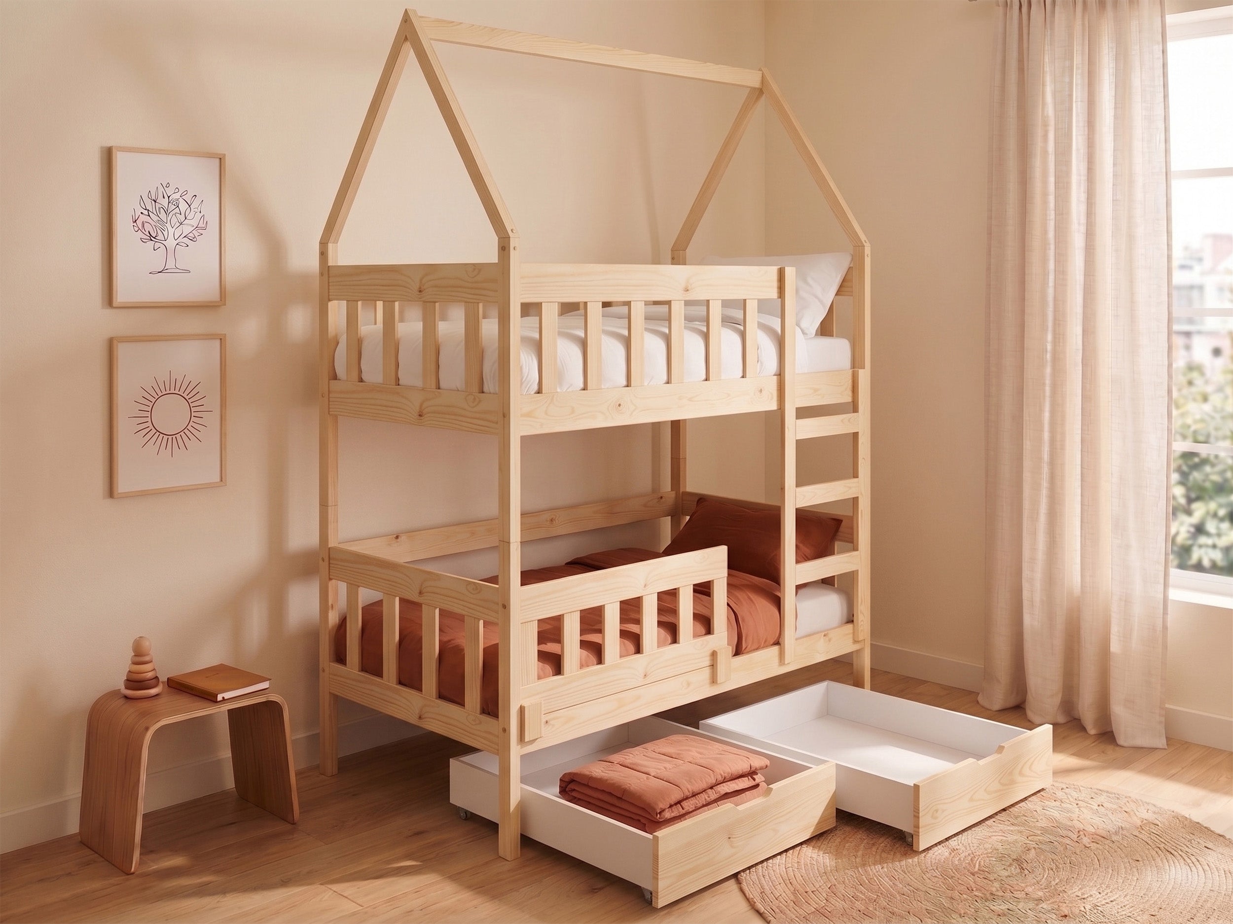 selsey-vistena-etagenbett-75x180-cm-hausform-kiefernholz-mit-matratzen-und-schub image 2