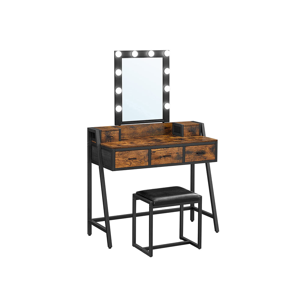 vasagle-schminktisch-industrie-design-mit-hocker-und-led image 3