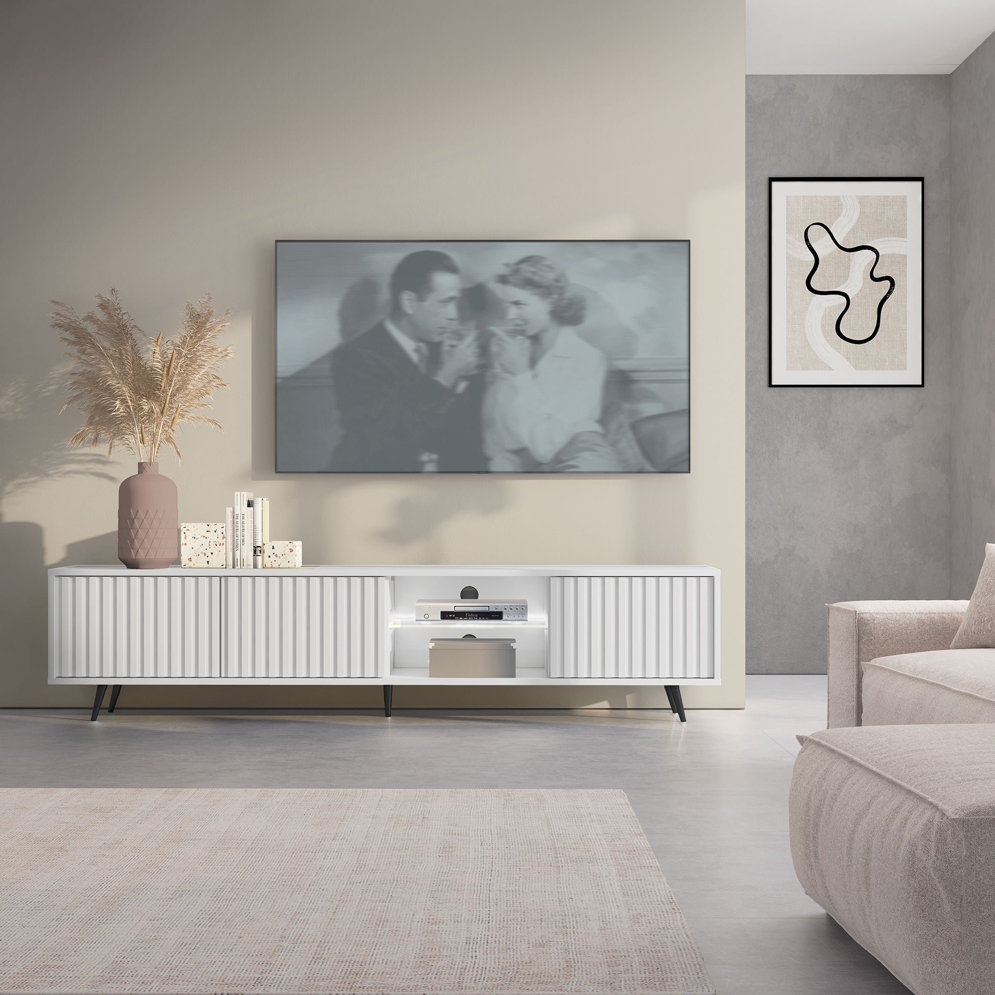 selsey-bello-tv-schrank-175-cm-wei-mit-lamellenfronten-und-led-schwarze-beine image 3