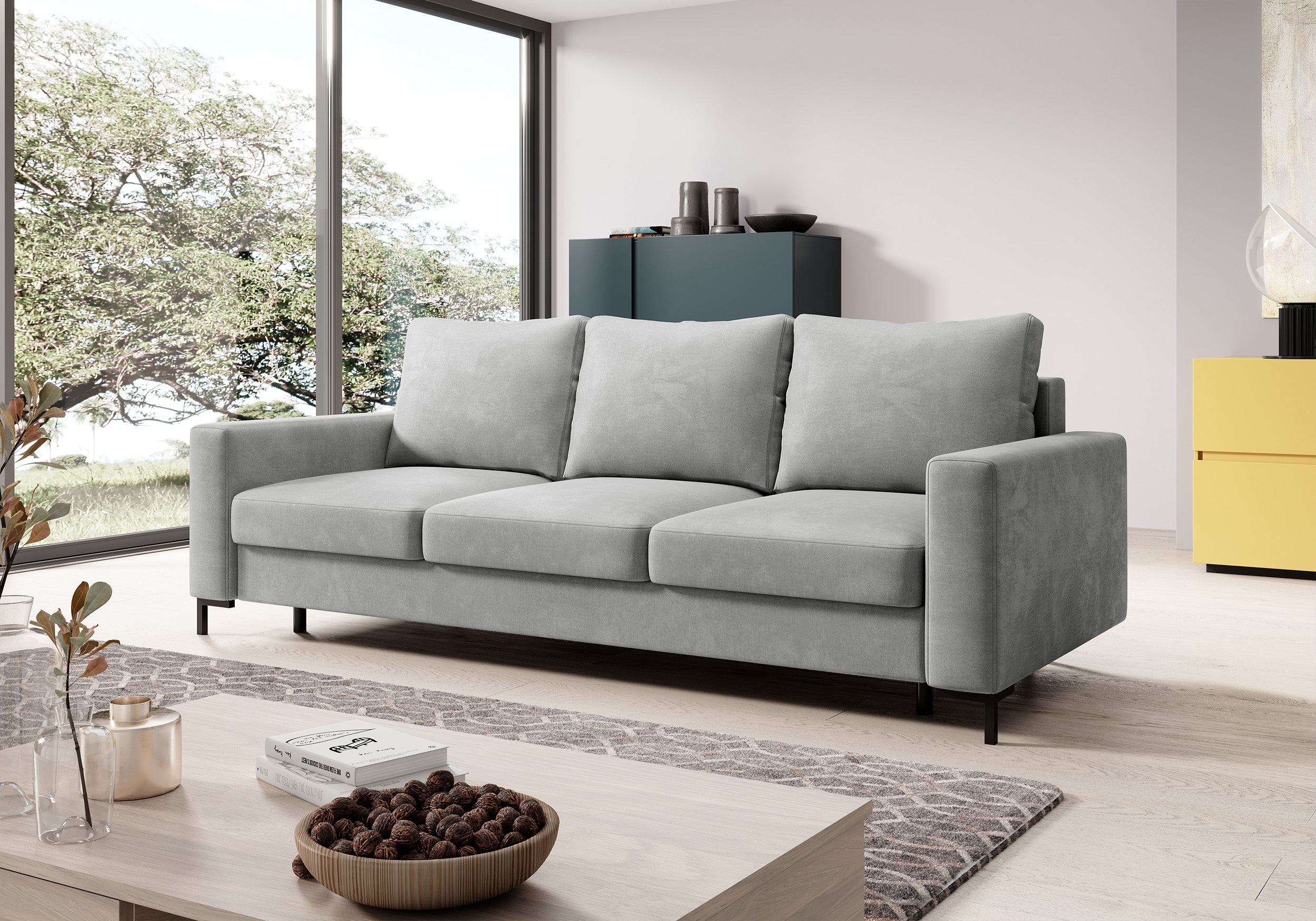 selsey-mokpeo-dreisitziges-ausklappbares-sofa-mit-stauraum-hellgrau-samt image 3