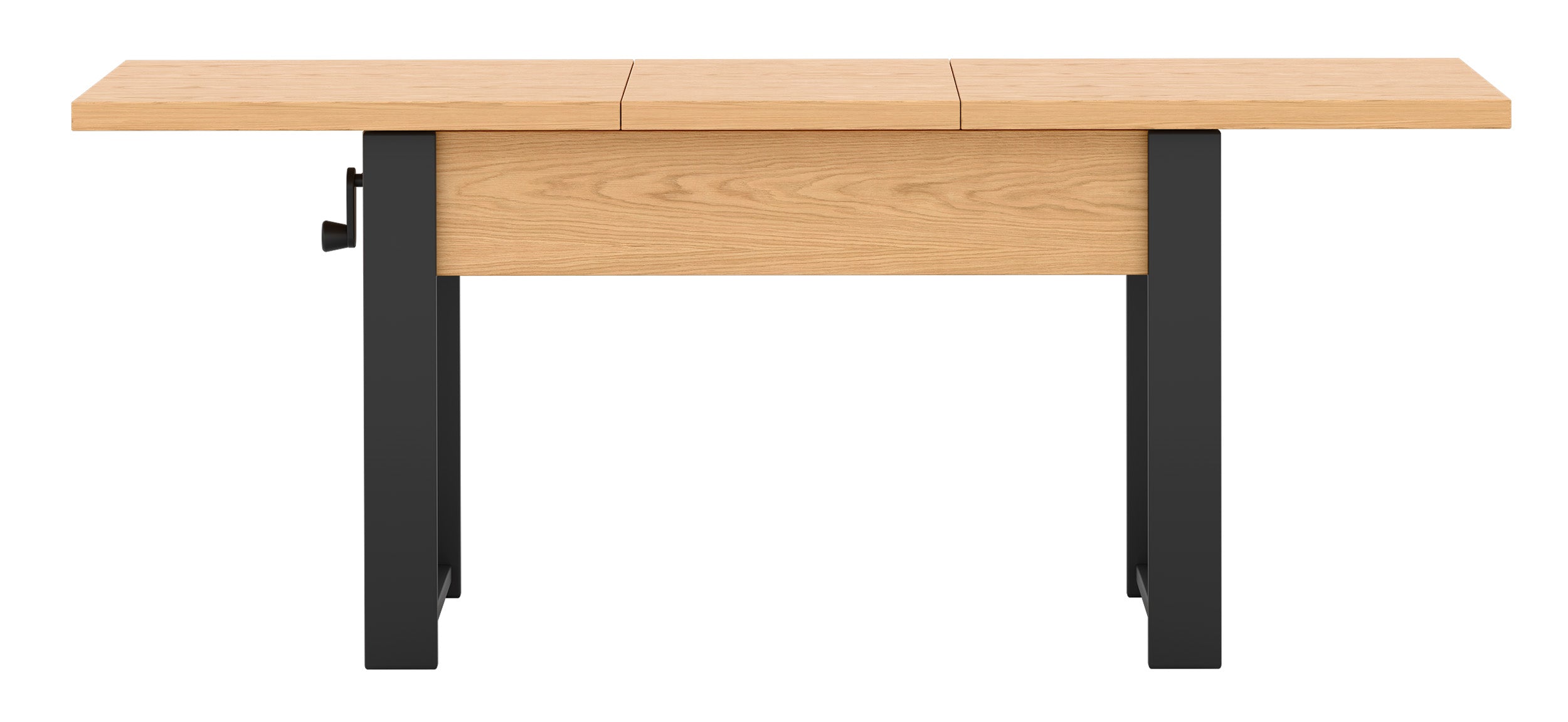 selsey-hugo-ausziehbarer-couchtisch-120-157-x67-cm-eiche-bookmatch-schwarze-bein image 7