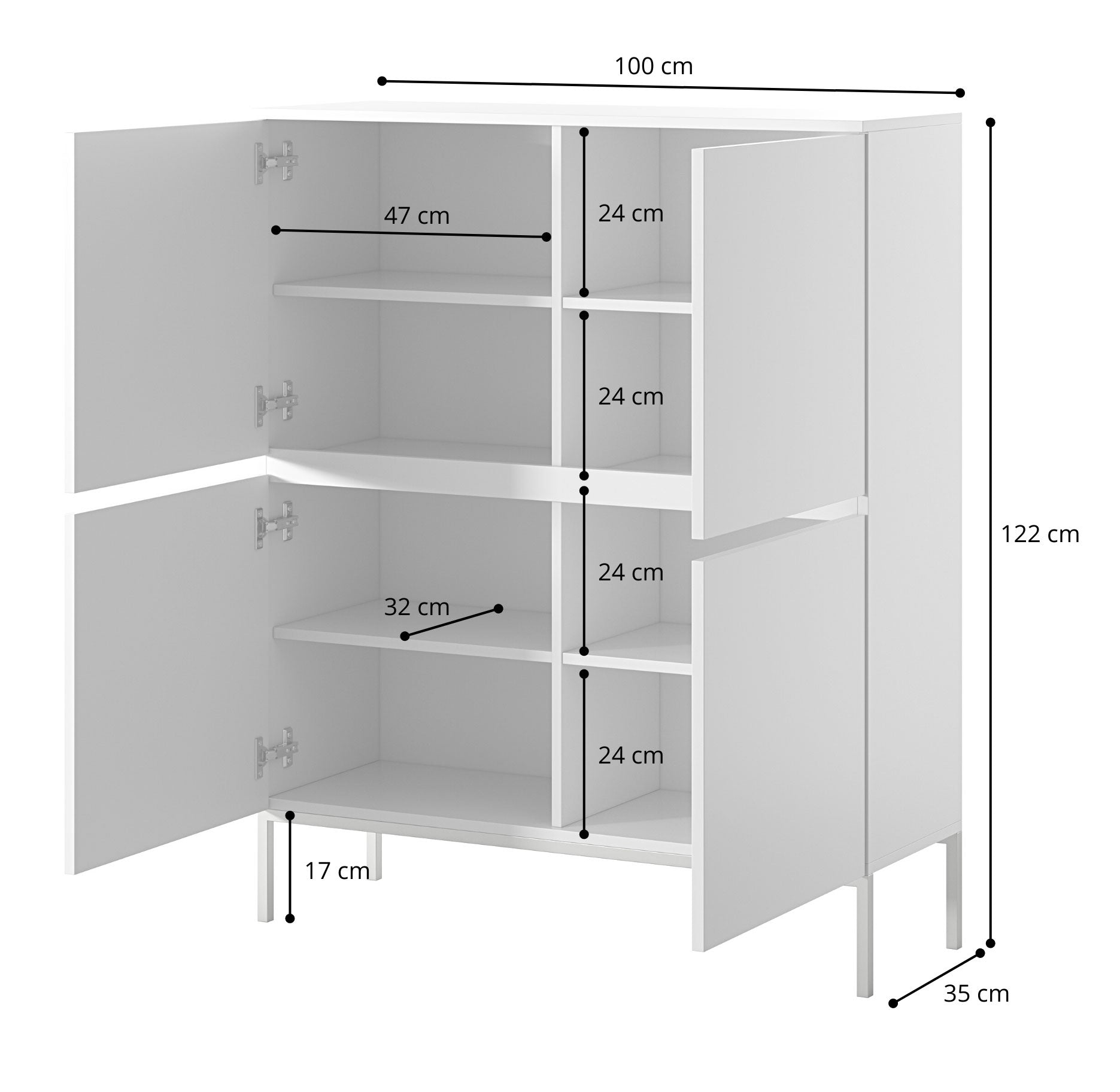 selsey-bemmi-hohe-kommode-100-cm-schwarz-mit-schwarzen-beinen image 7