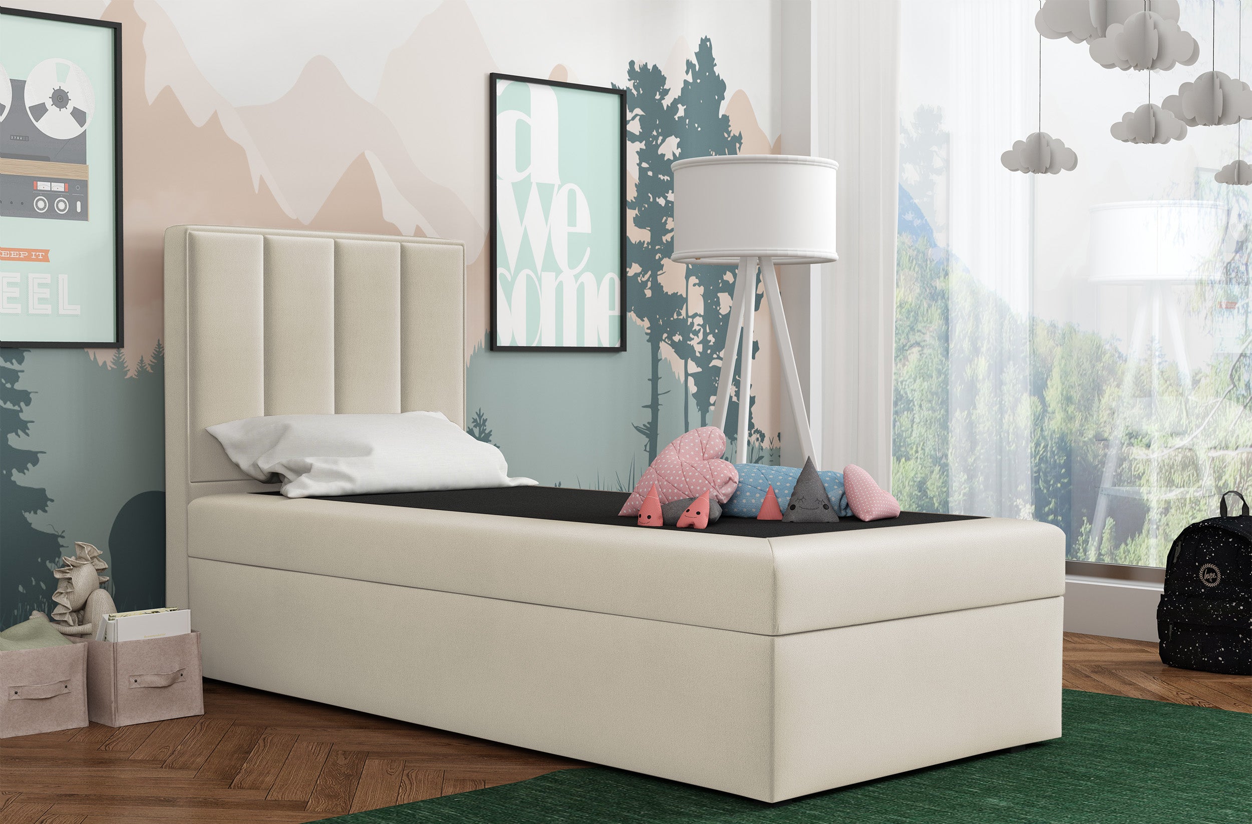 selsey-rinus-kontinentales-bett-90x200-cm-links-mit-stauraum-grau-beiger-velours image 2