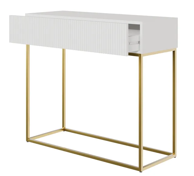 selsey-veldio-konsole-90-cm-mit-gefr-ster-front-und-schublade-wei-mit-goldenen-b image 1
