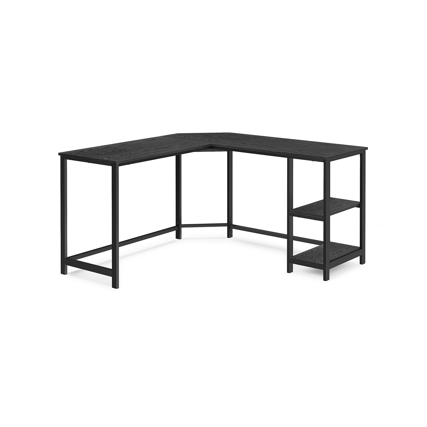 vasagle-schreibtisch-l-f-rmig-greige-schwarz-mit-2-ablagen image 4