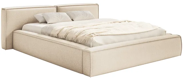 selsey-tilves-low-gepolstertes-bett-160x200-cm-mit-stauraum-hellbeige-chenille-m image 1