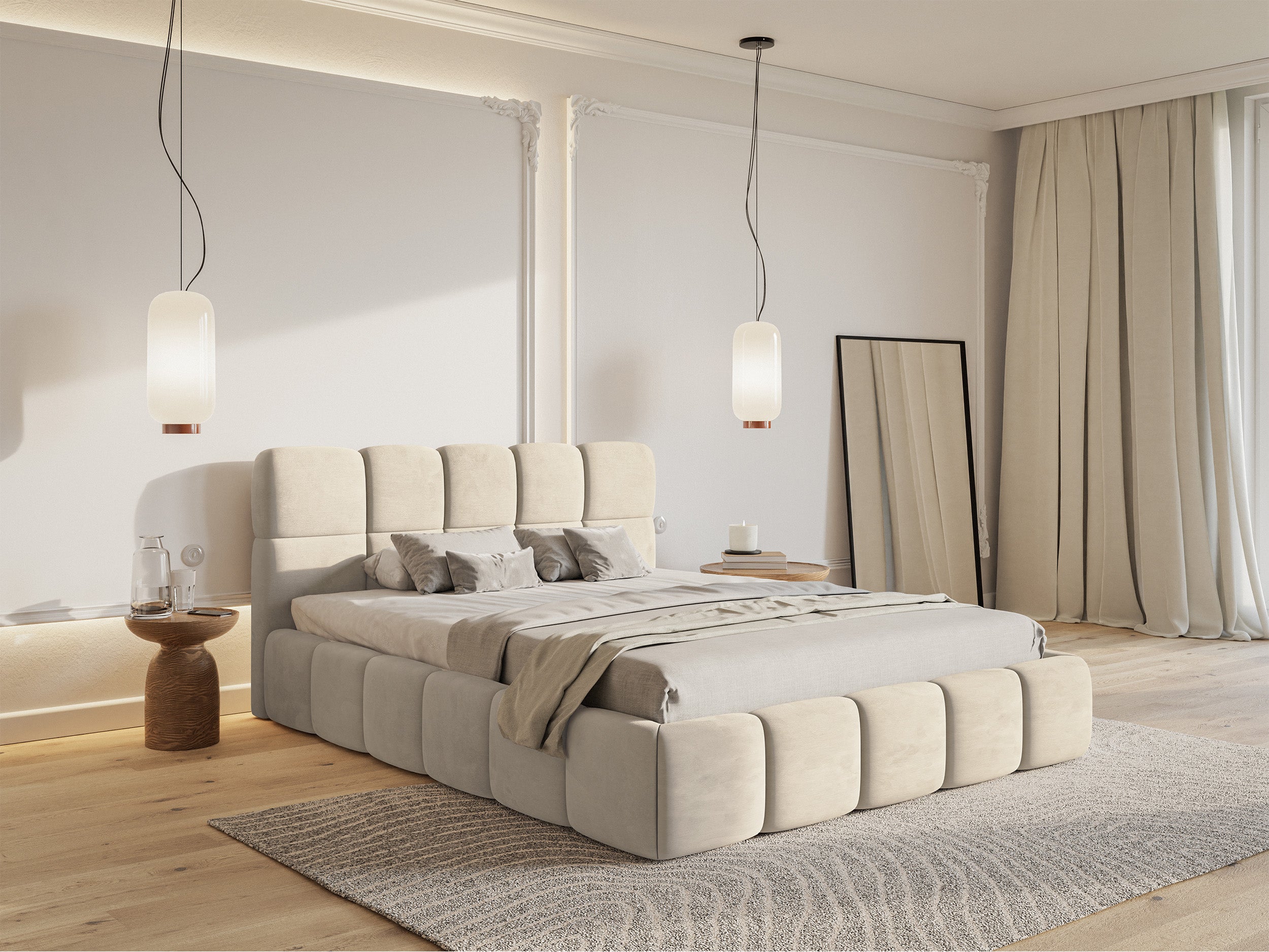 selsey-cloudy-polsterbett-160x200-cm-hellbeige-velours-wasserabweisend-leicht-zu image 2
