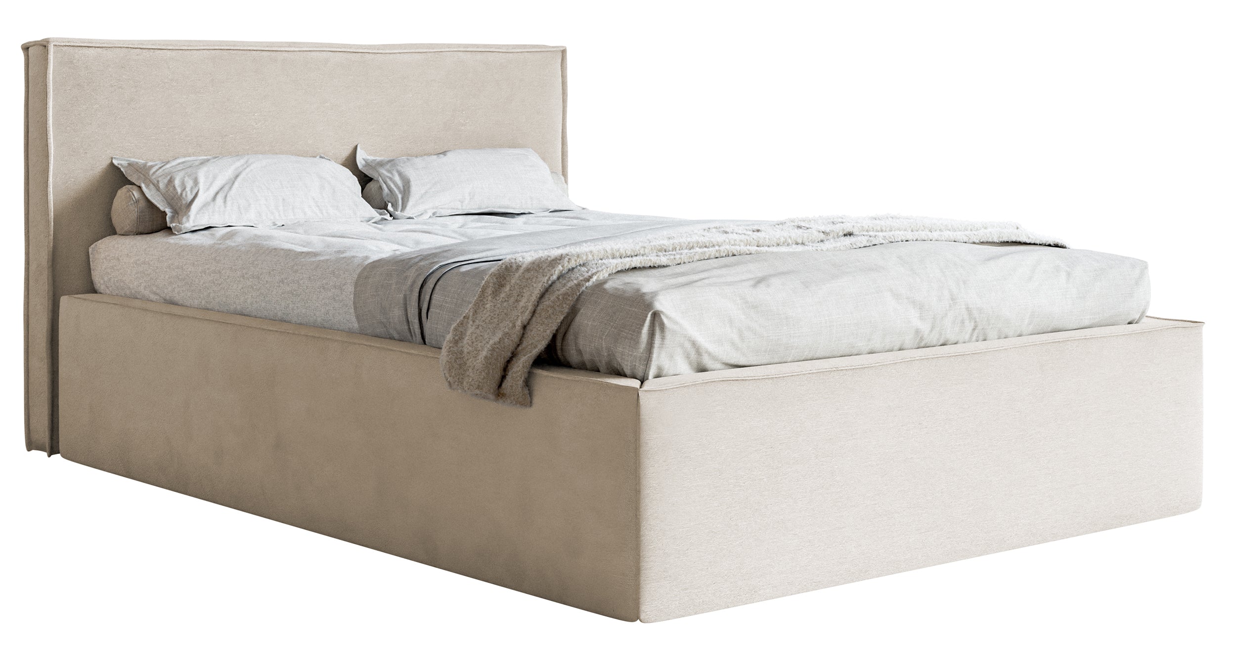 selsey-lucera-polsterbett-140x200-cm-mit-stauraum-grau-beige-samt-wasserabweisen image 1