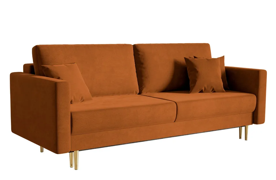 selsey-valico-dreisitziges-ausklappbares-sofa-kupferfarbener-samt-wasserabweisen image 1