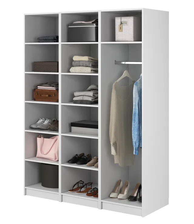 selsey-kaspe-garderobe-150-cm-wei-mit-stange-und-doppel-regalen image 1