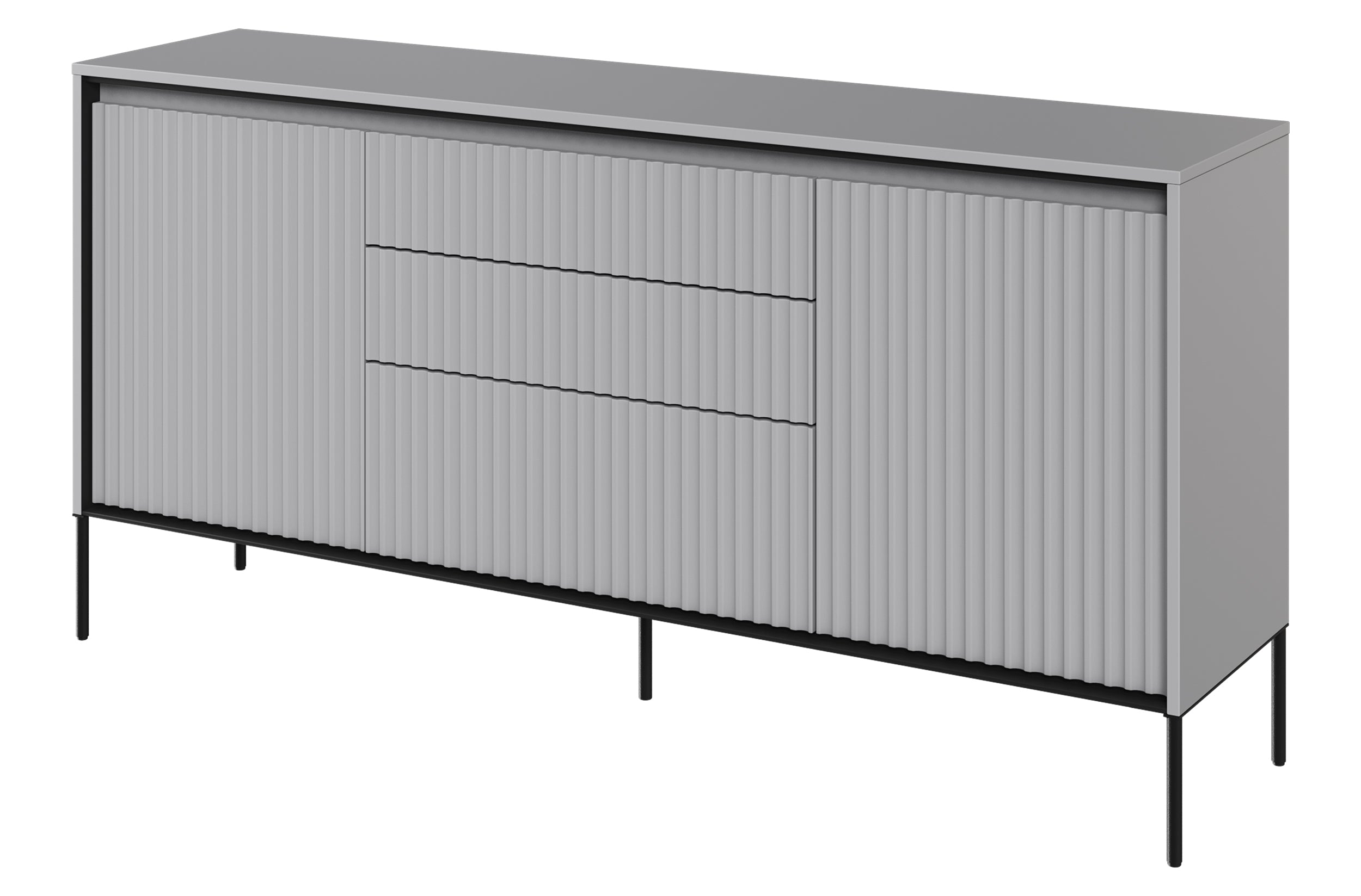 selsey-trend-kommode-166-cm-mit-zwei-t-ren-drei-schubladen-led-grau image 1