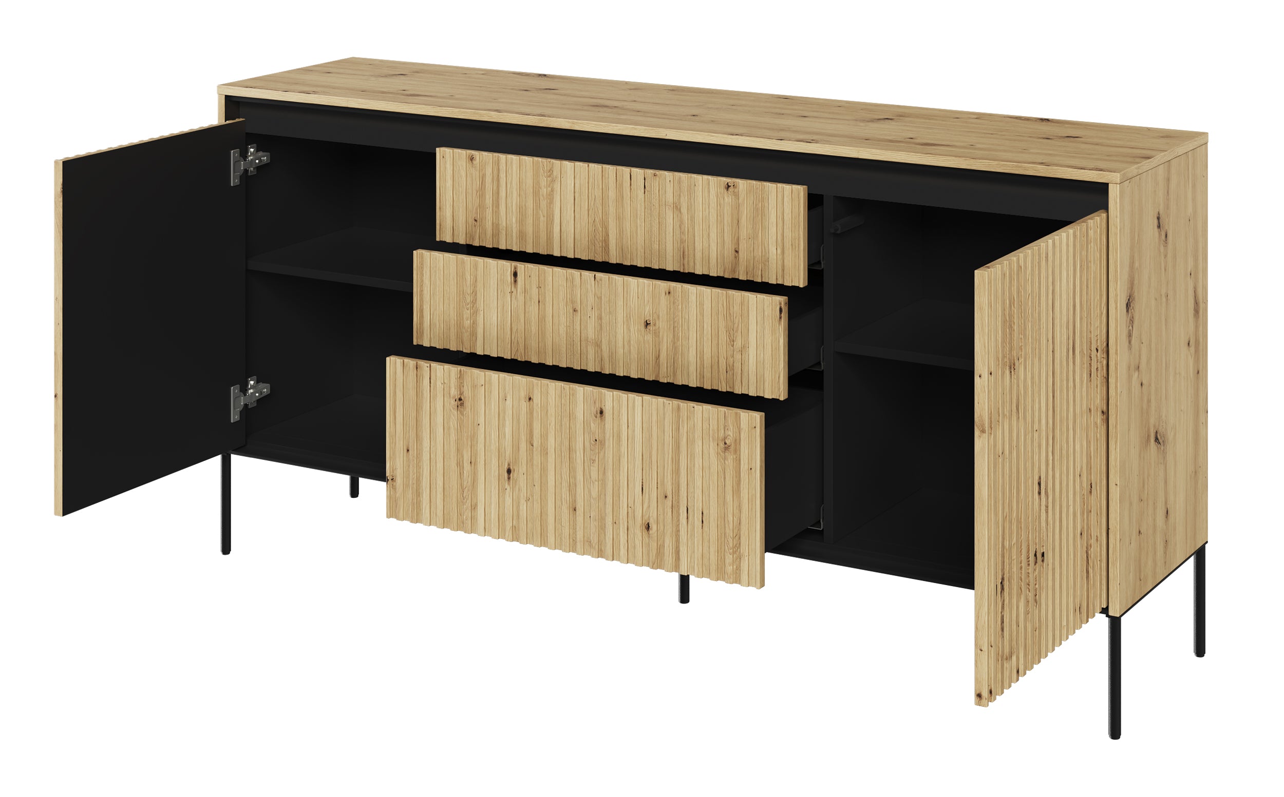 selsey-trend-kommode-166-cm-mit-2-t-ren-und-3-led-schubladen-artisan-eiche image 3