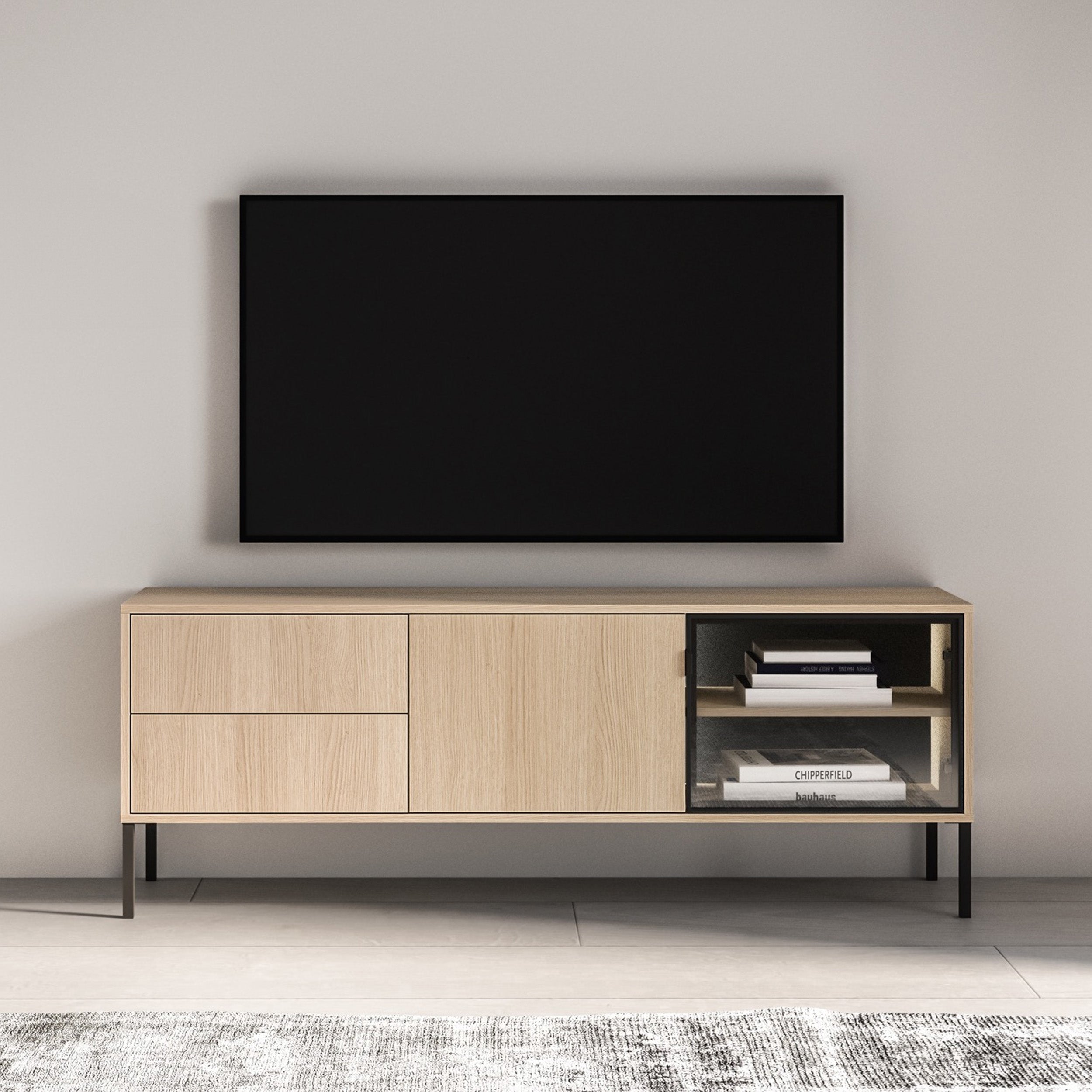 selsey-barnee-tv-kommode-160-cm-zweit-rig-mit-schubladen-und-beleuchtung-lindber image 2