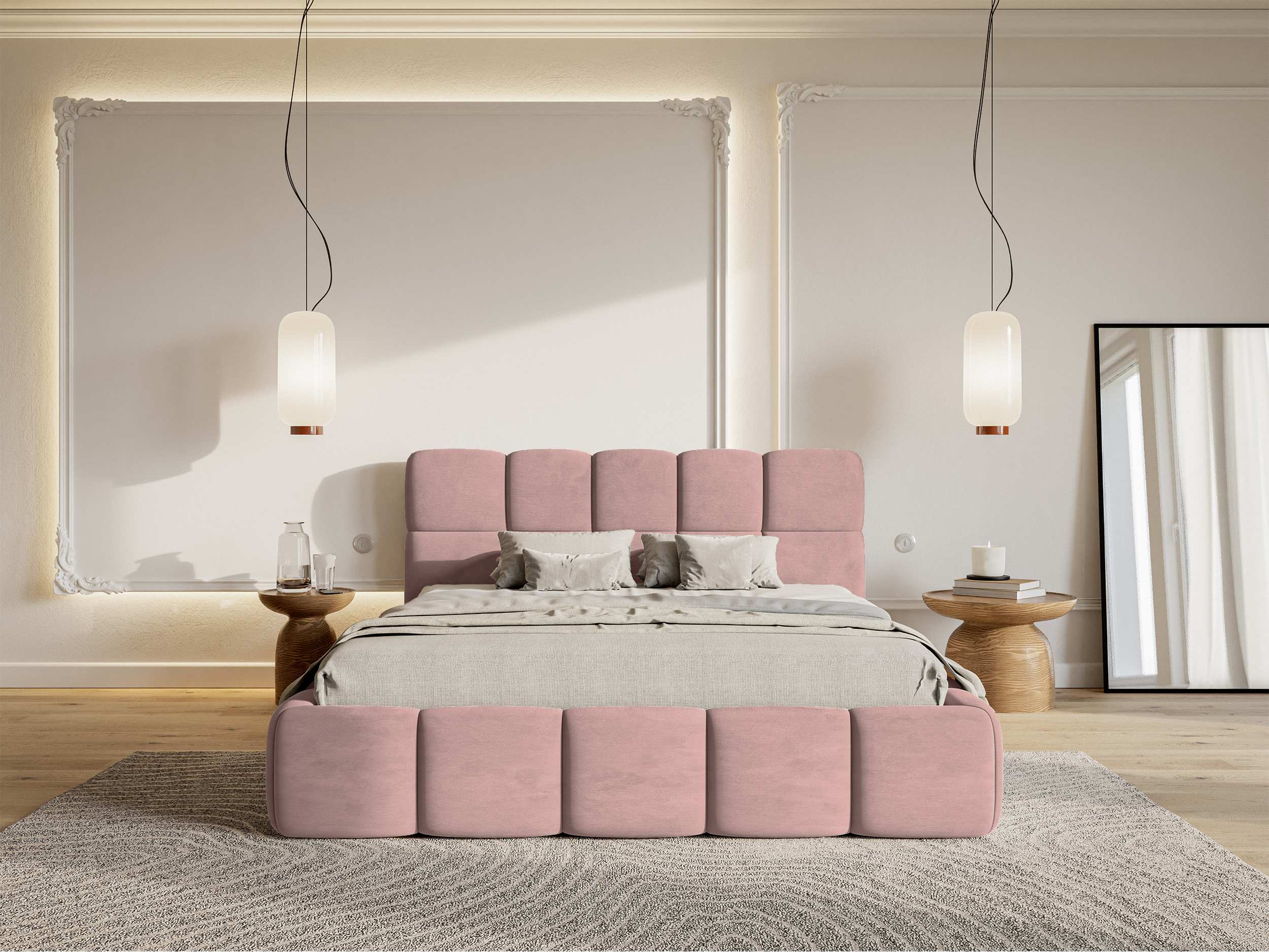 selsey-cloudy-gepolstertes-bett-160x200-cm-hellrosa-velours-wasserabweisend image 3