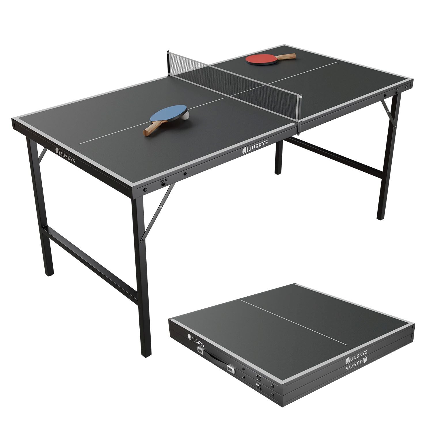 juskys-mini-tischtennisplatte-flexi-schwarz-silber-klappbar-inkl-zubeh-r image 1