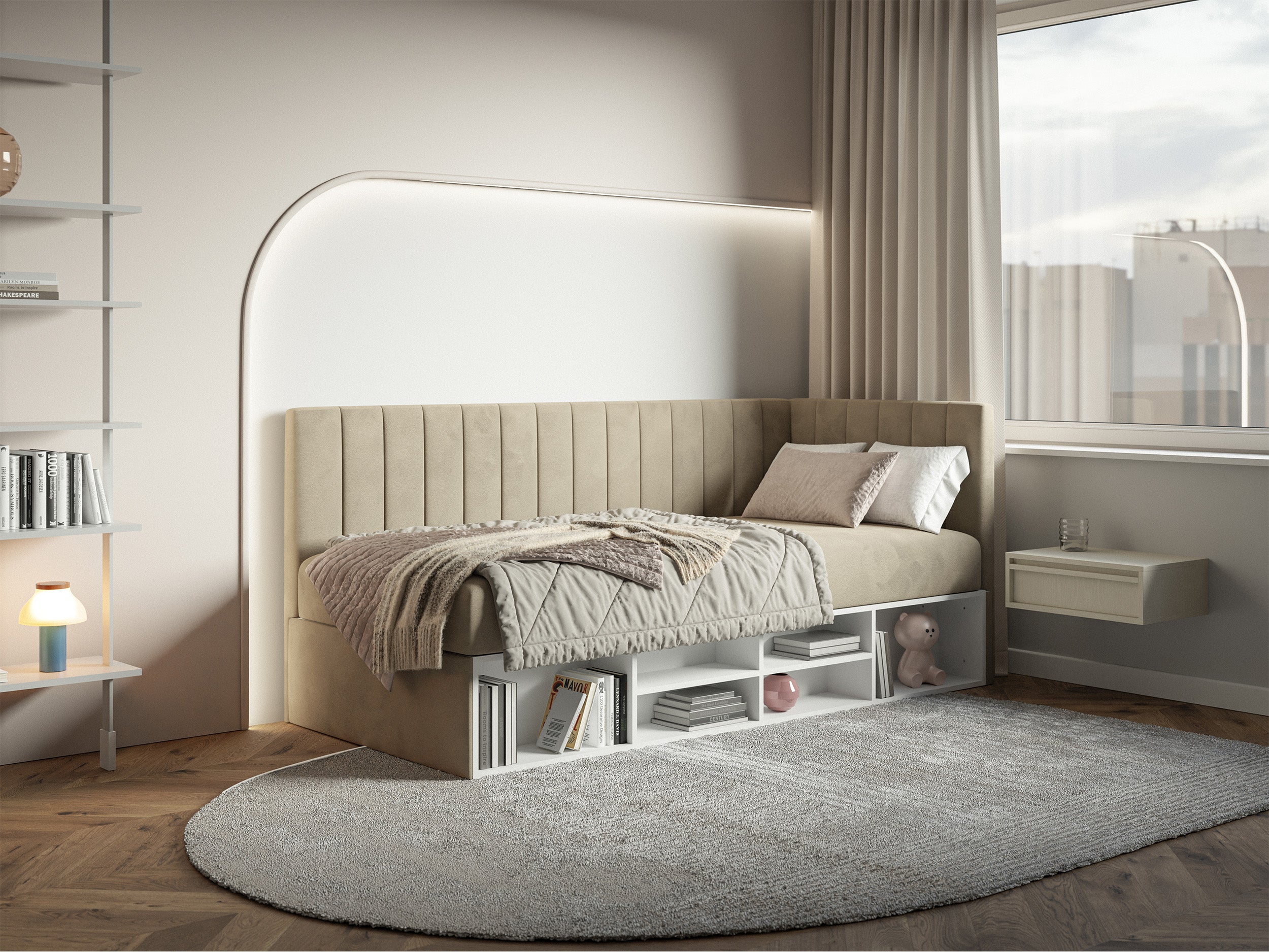 selsey-ventrio-jugendbett-90x200-cm-rechtsseitig-mit-stauraum-hellgrau-beige-vel image 3