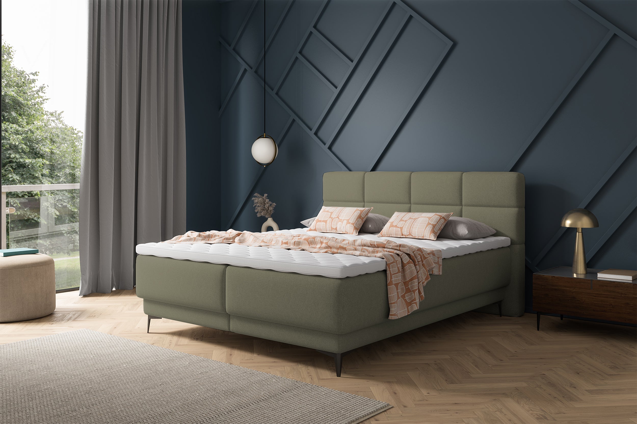 selsey-rektango-kontinentalbett-160x200-cm-mit-stauraum-und-topper-olivgr-ner-sa image 2