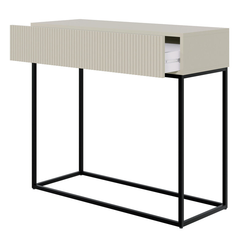 selsey-veldio-konsole-90-cm-mit-schublade-gefr-ste-front-grau-beige-mit-schwarze image 2