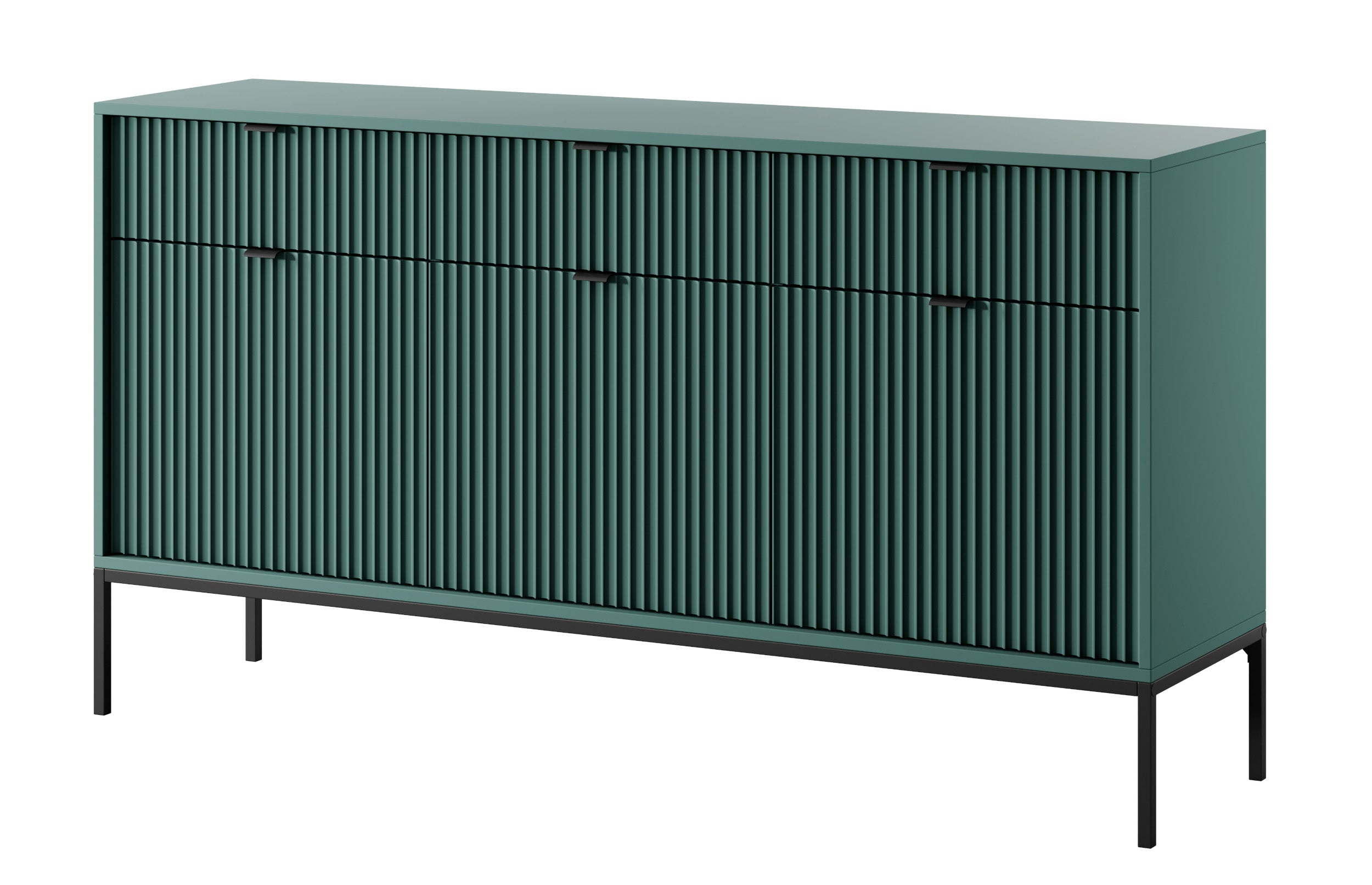 selsey-vellore-dreht-r-kommode-154-cm-gr-n-mit-rillenfronten-schwarzen-griffen image 1