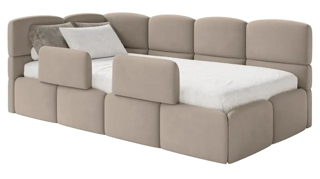 selsey-cloudy-jugendbett-90x200-cm-links-beige-velours-mit-matratze image 1