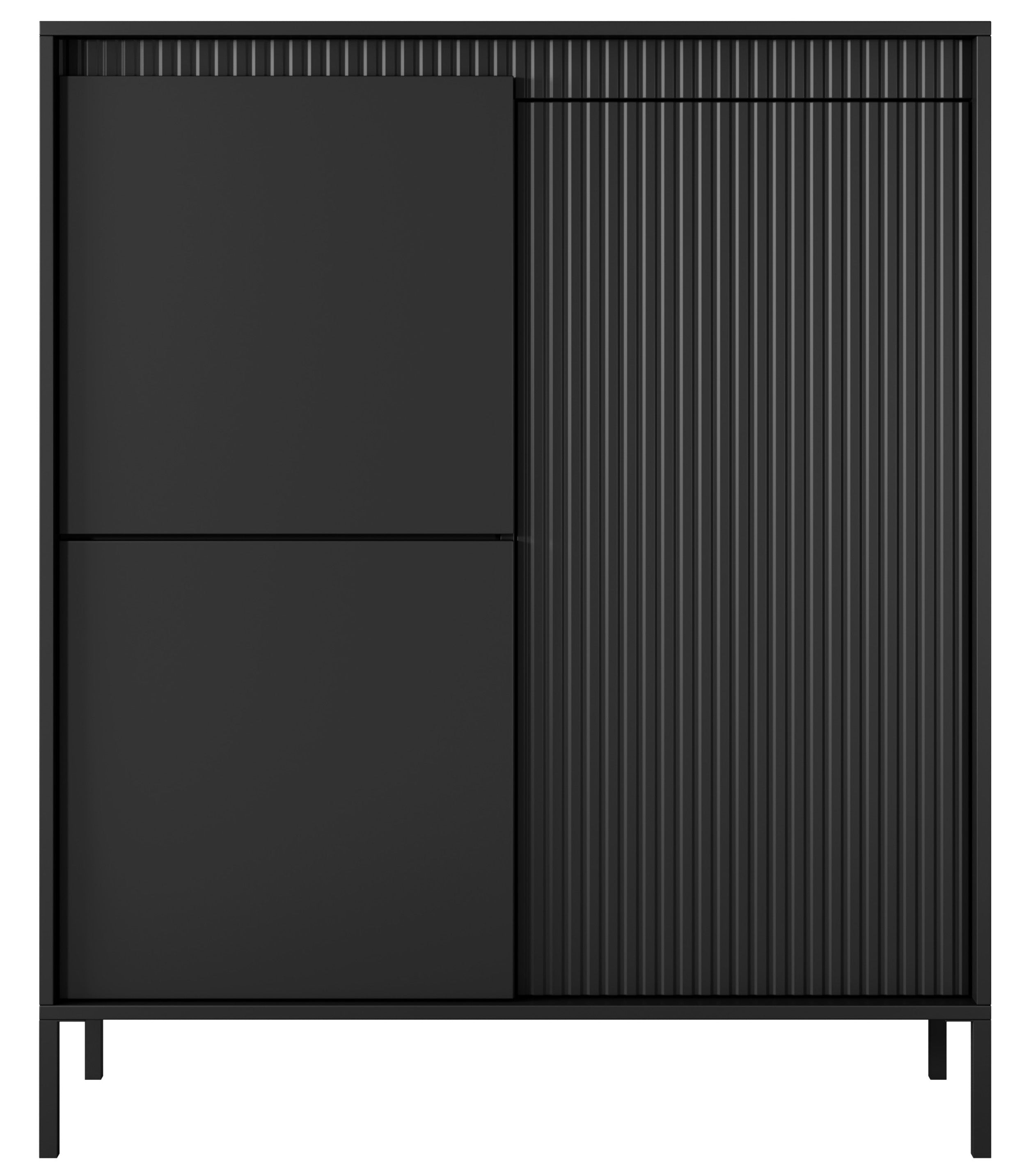 selsey-falsetto-hohe-kommode-104-cm-schwarz-3-t-ren-mit-rillenfront image 5