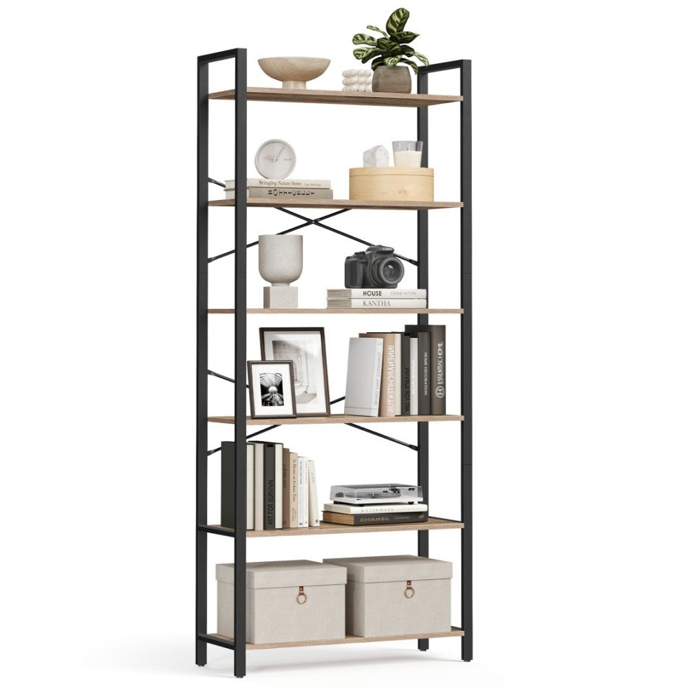 vasagle-alinru-aufbewahrungsregal-80-x-30-x-186-cm-6-ebenen-vintagebraun-schwarz image 4