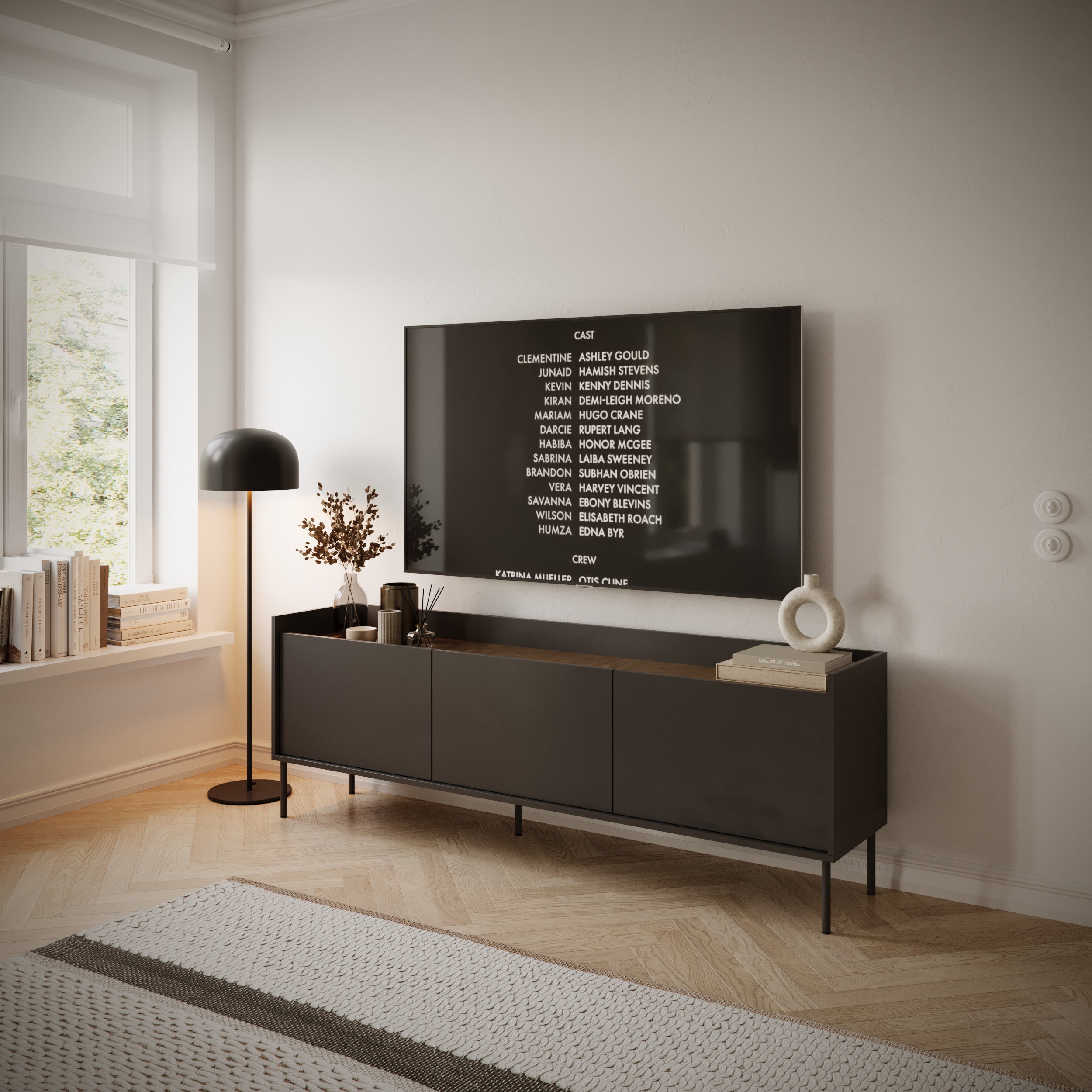 selsey-tovi-tv-schrank-dreit-rig-175-cm-schwarz-wisconsin-nussbaum image 2