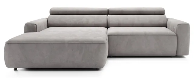 selsey-ecksofa-fando-l-form-links-mit-elektrischem-auszug-grauer-samt image 1