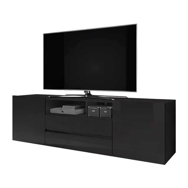 selsey-bros-tv-schrank-schwarz-matt-schwarz-gl-nzend image 1
