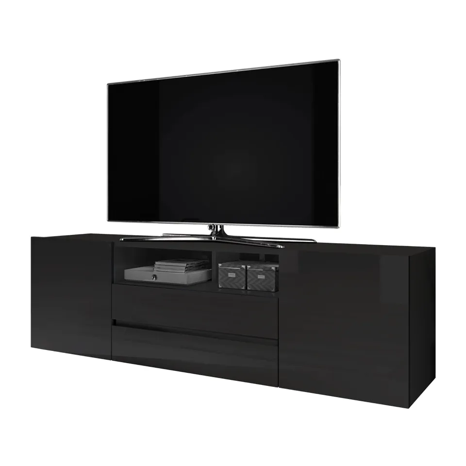 selsey-bros-tv-schrank-schwarz-matt-schwarz-gl-nzend image 1