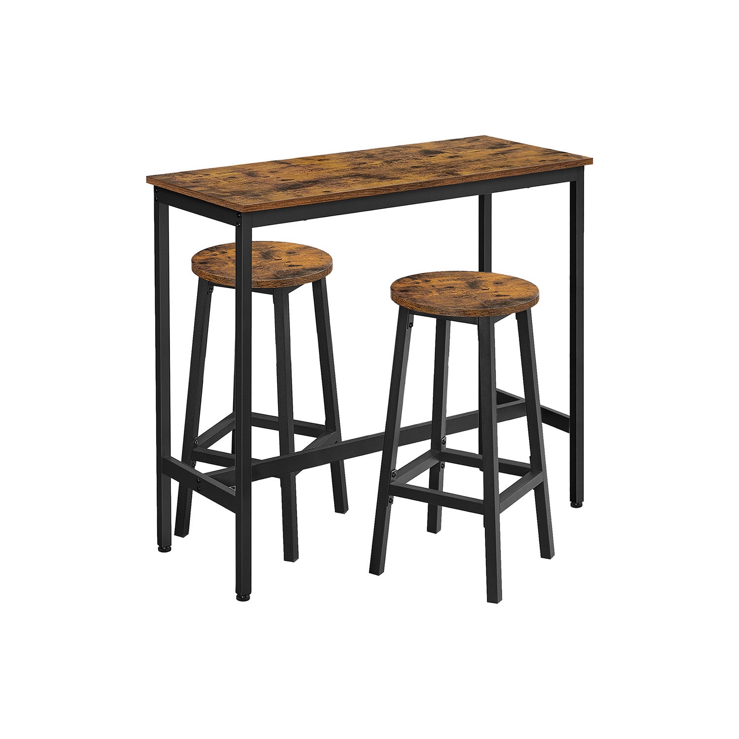 vasagle-bartisch-set-mit-2-barhockern-vintagebraun-schwarz-stehtisch image 1