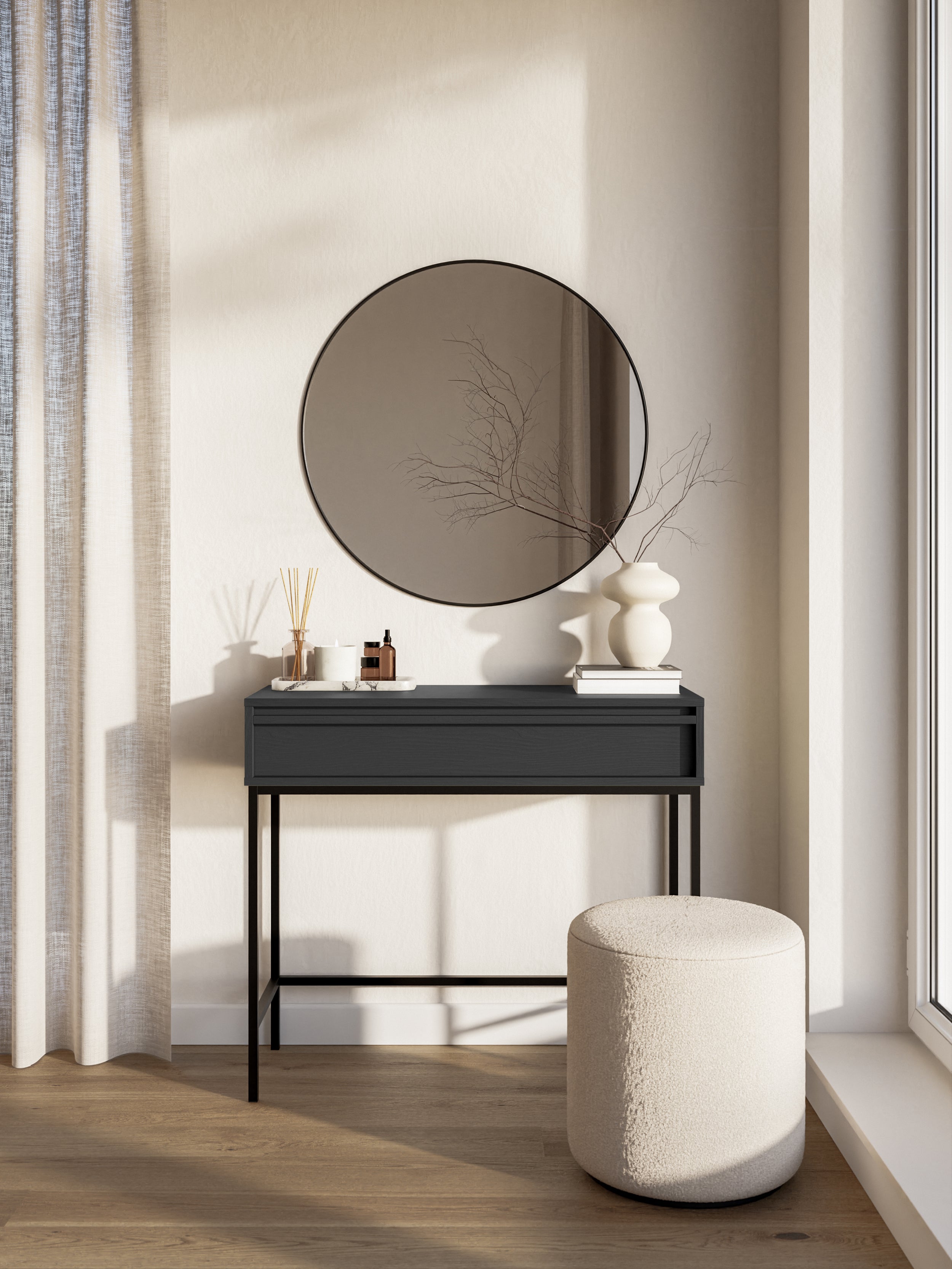 selsey-evo-konsole-90-cm-mit-schublade-und-gestell-schwarz image 2