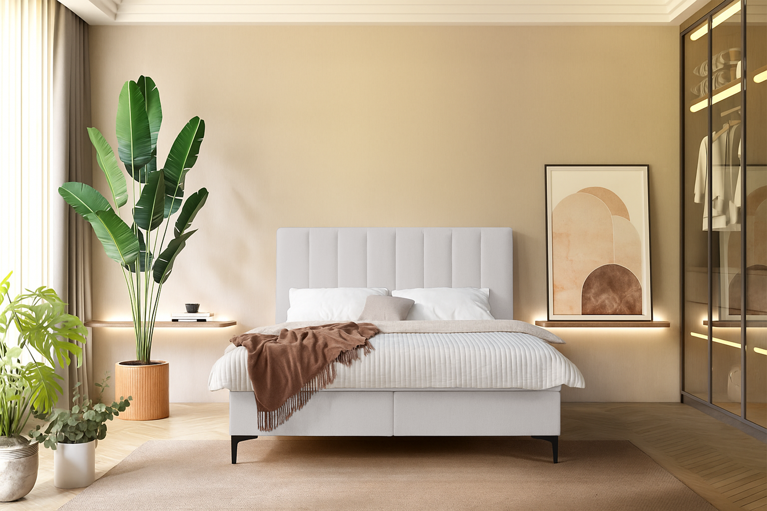 selsey-lorentes-kontinentales-bett-160x200-cm-mit-stauraum-topper-hellbeige-flec image 2