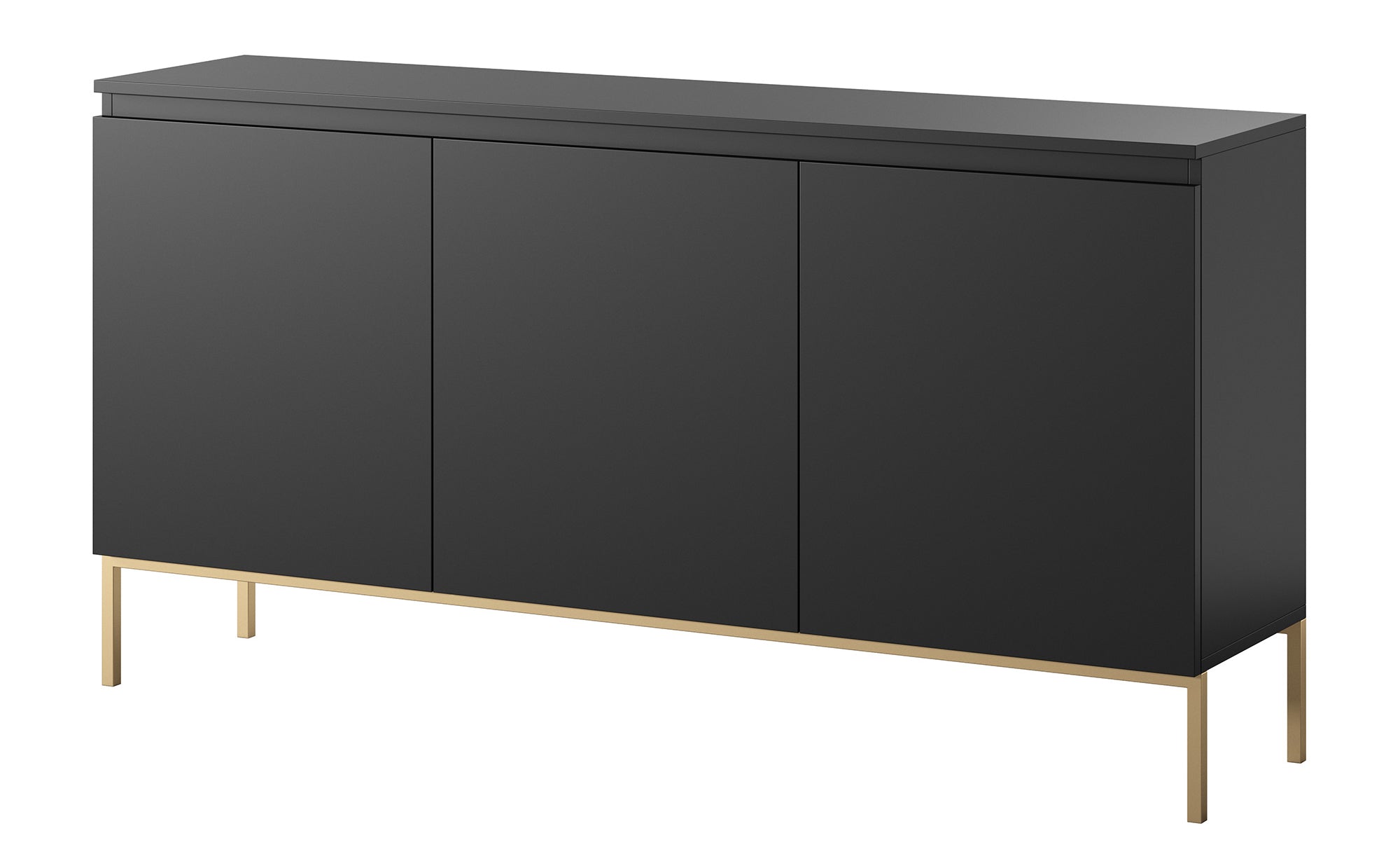 selsey-bemmi-kommode-150-cm-schwarz-mit-3-dreht-ren-und-goldenen-beinen image 1