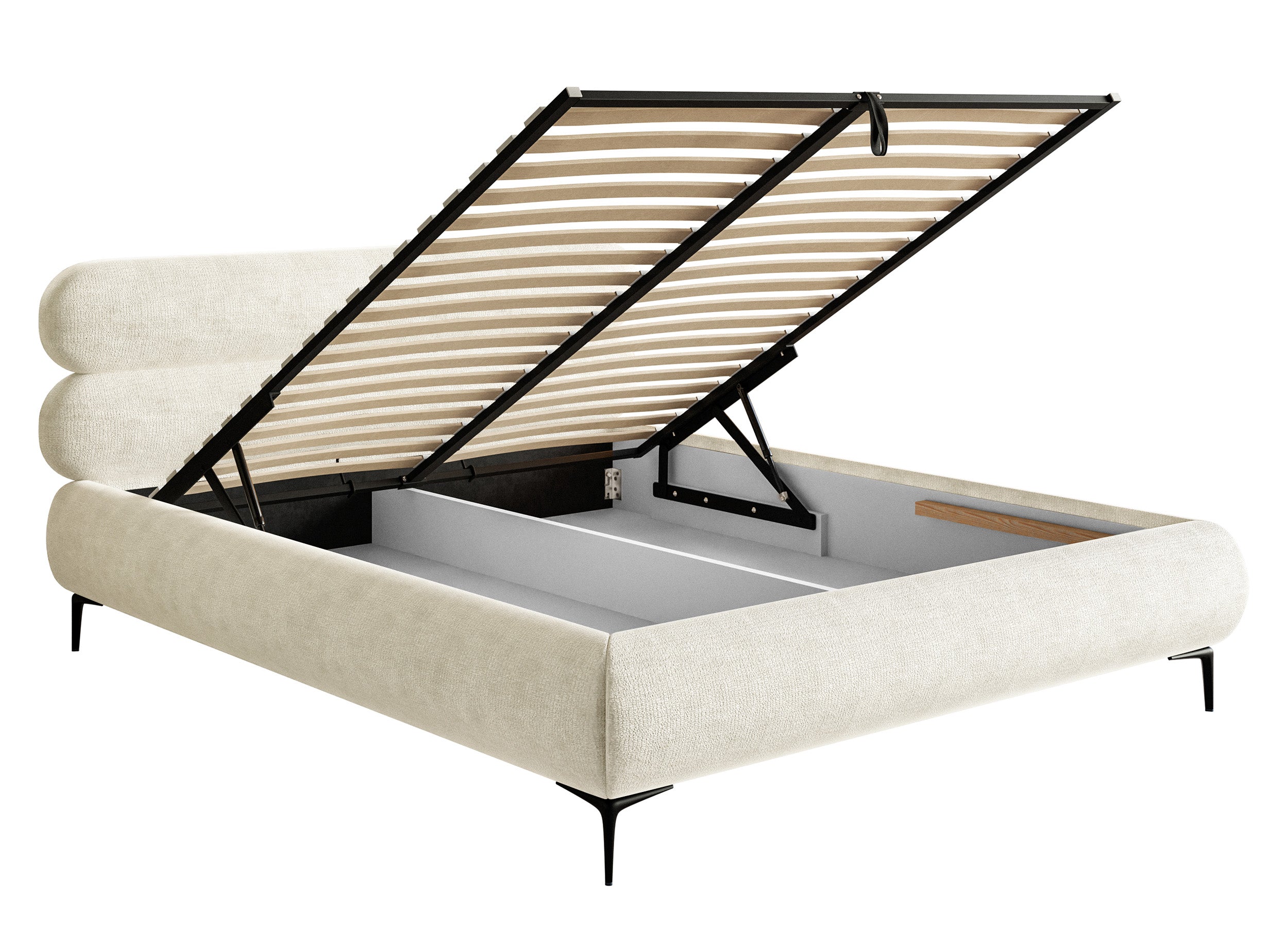selsey-roule-polsterbett-160x200-cm-mit-stauraum-creme-chenille-schwarze-beine image 7