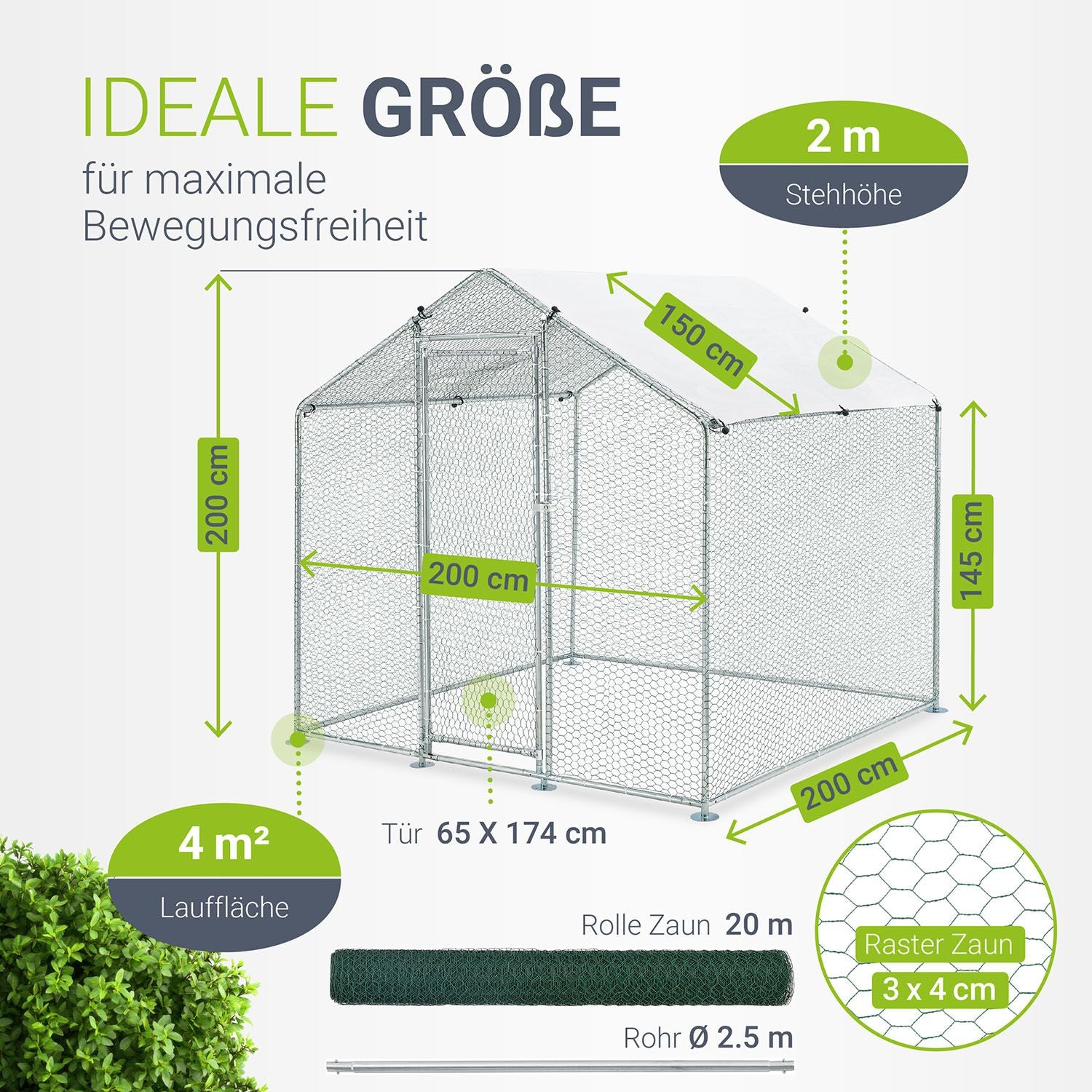juskys-freilaufgehege-hls25t-4-m-h-hnergehege-2x2x2-m-mit-plane image 7