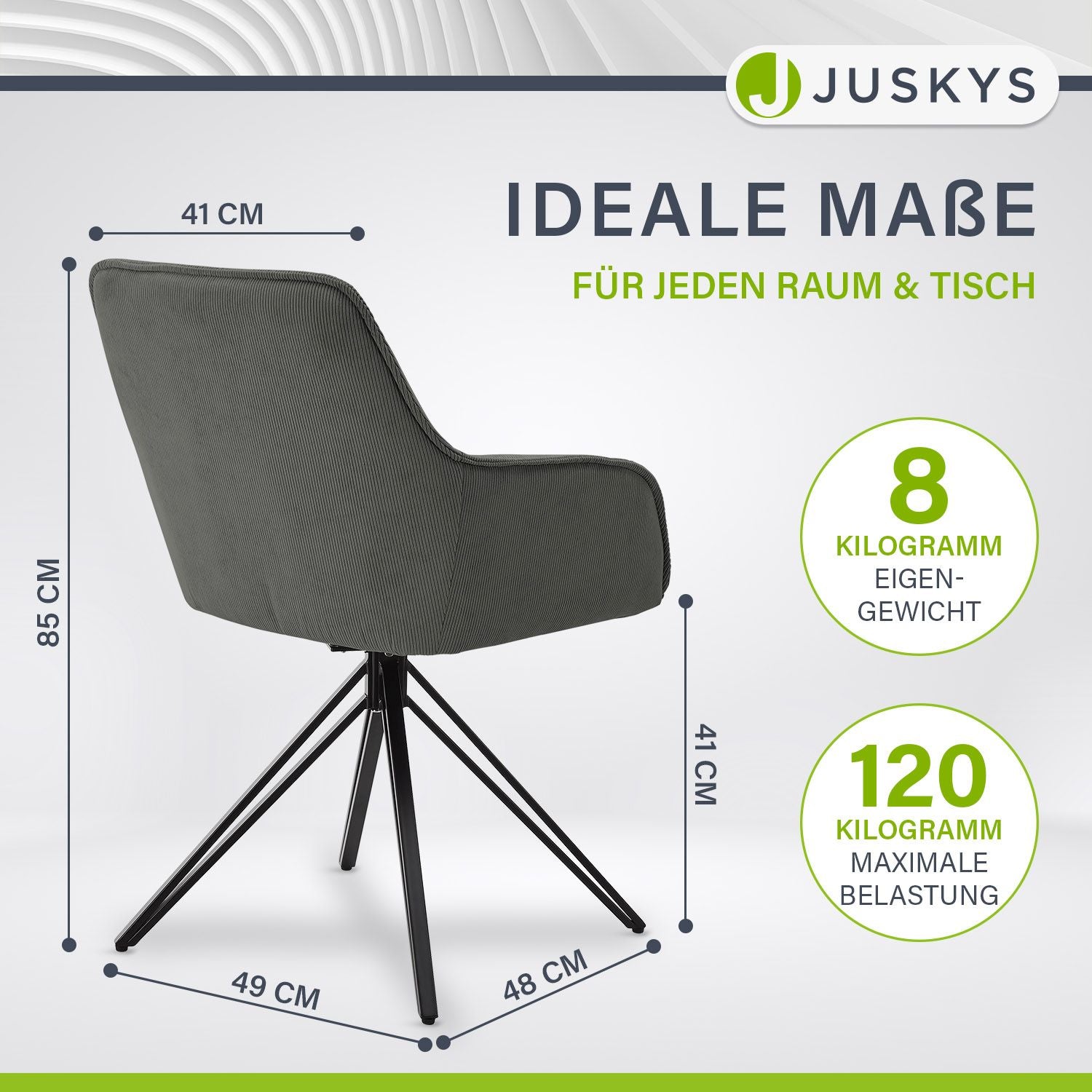juskys-drehstuhl-clyde-mit-cord-polster-drehstuhl-f-r-esszimmer image 3