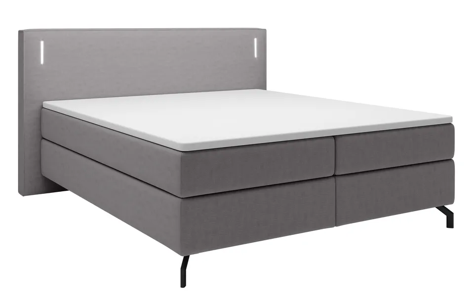 selsey-lanko-kontinentales-bett-140x200-cm-mit-topper-und-beleuchtung-grauer-sam image 1