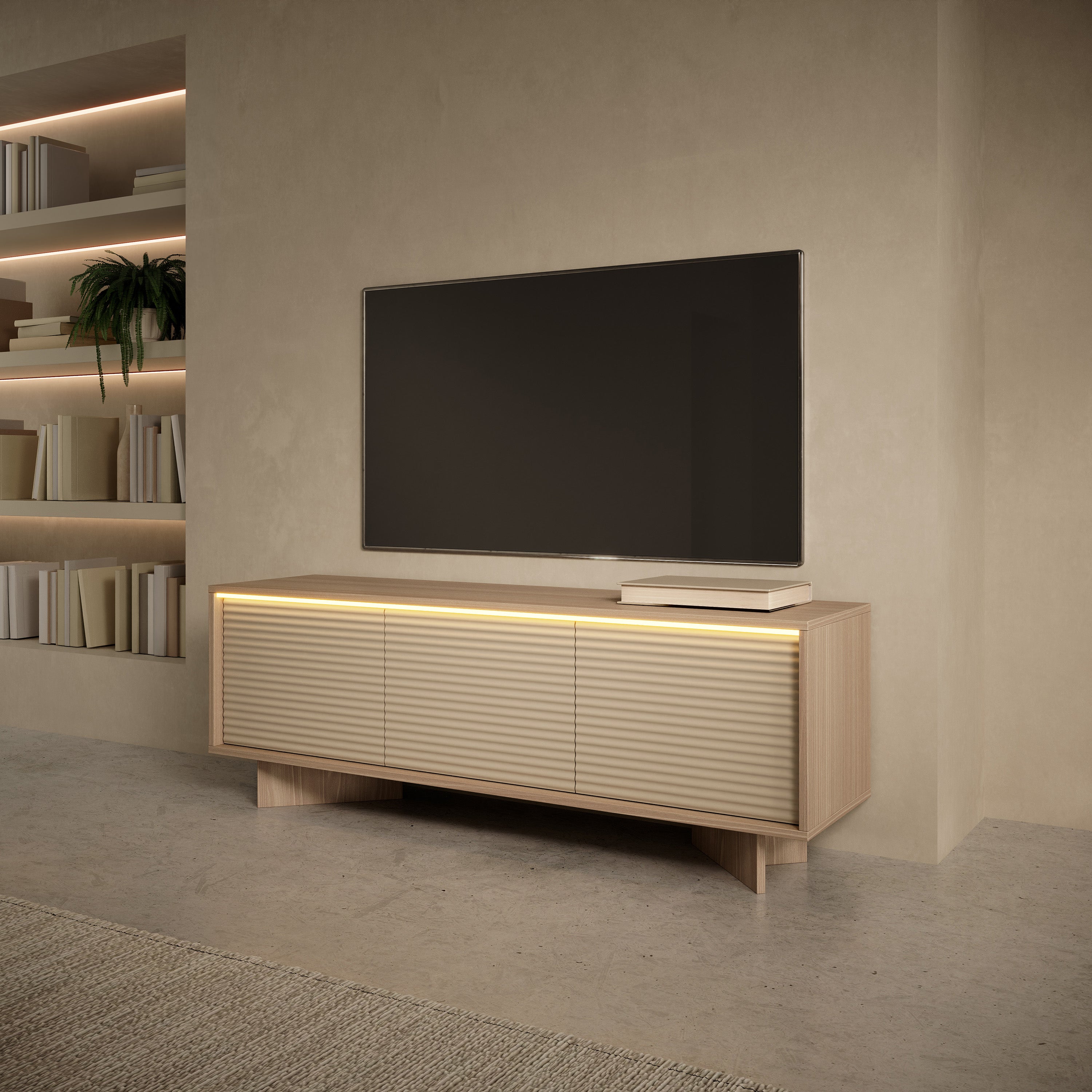 selsey-semi-tv-schrank-154-cm-mit-3-t-ren-und-led-beleuchtung-bolivar-natur-capp image 2