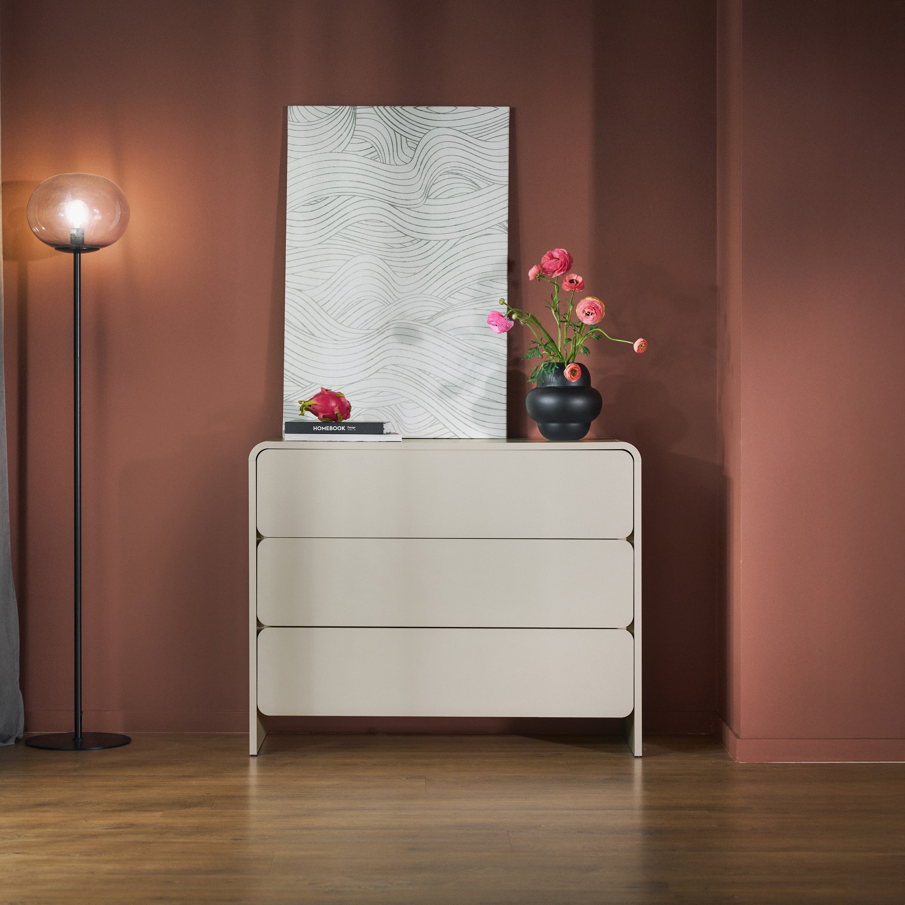 selsey-lummo-kommode-100-cm-mit-3-schubladen-kaschmir image 2