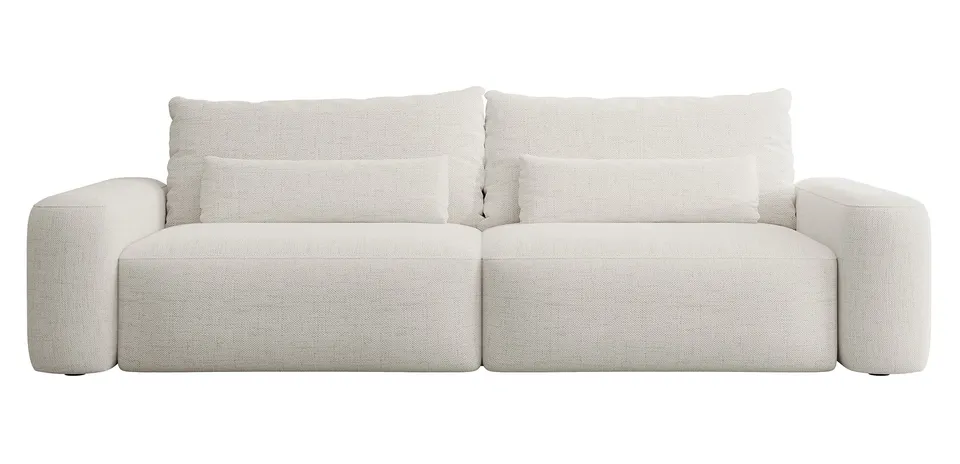 selsey-carnos-dreisitziges-schlafsofa-creme-hydrophober-chenille-schwarze-beine image 1