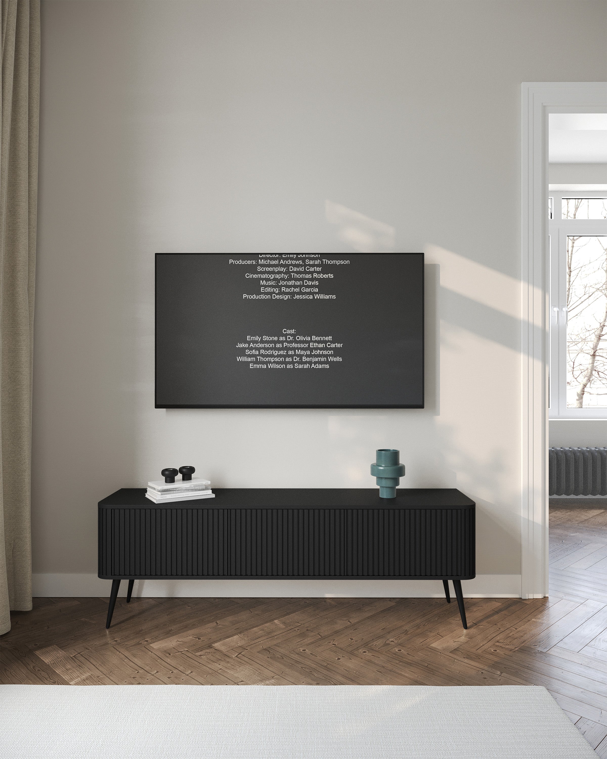 selsey-ovarlo-tv-schrank-dreit-rig-163-cm-schwarz-mit-rillen image 2