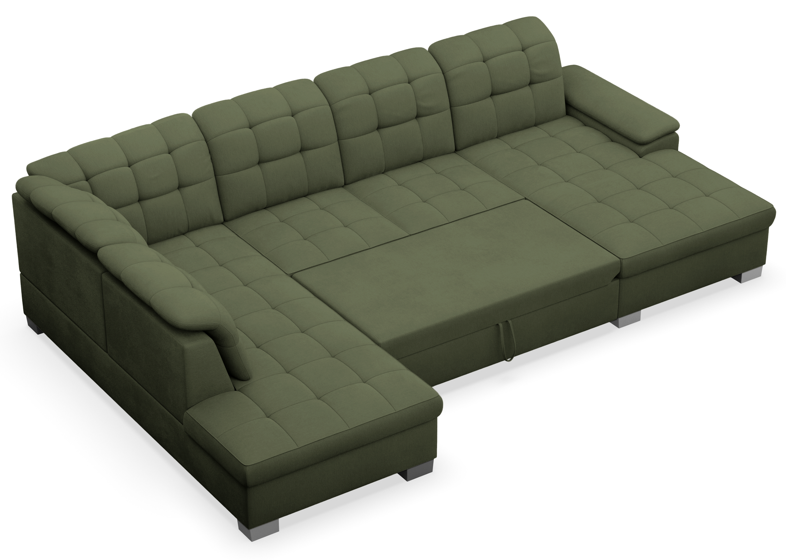 selsey-jamaal-ecksofa-mit-schlaffunktion-u-f-rmig-rechtsseitig-khaki-flechtmuste image 5