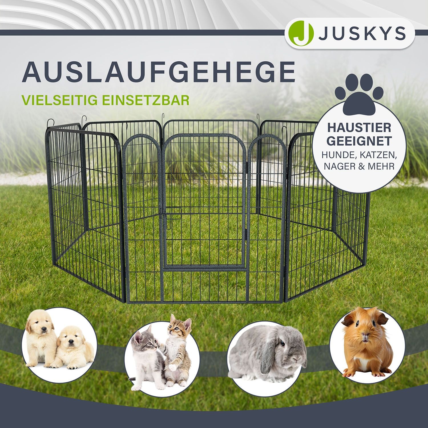 juskys-welpenauslauf-aus-metall-160x160x60-cm image 2