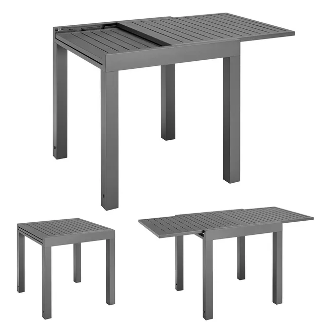 juskys-gartentisch-laki-70x70-cm-grau-ausziehbarer-aluminium-esstisch image 1