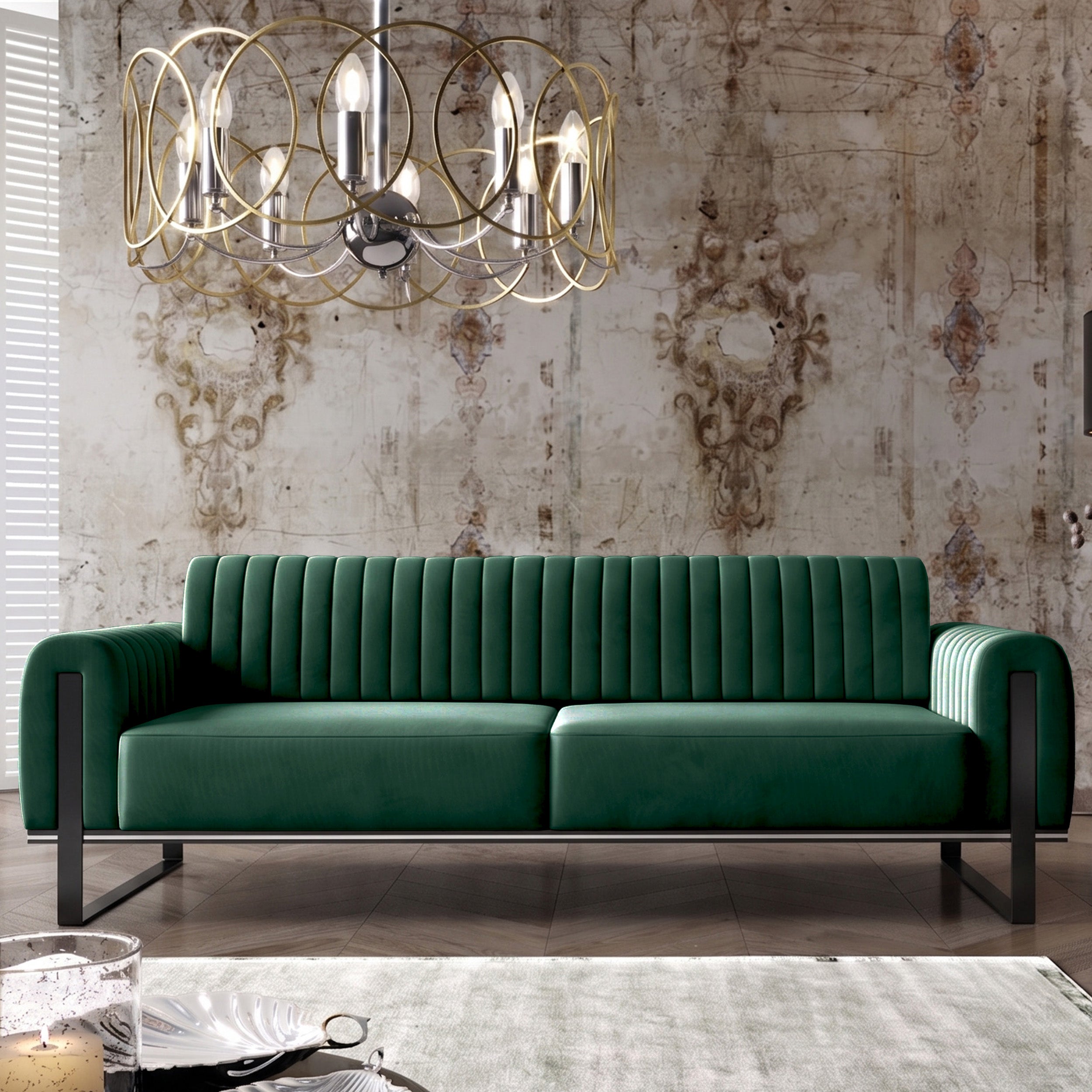 selsey-parissa-sofa-3-sitzer-gr-ner-samt-schwarze-beine image 2