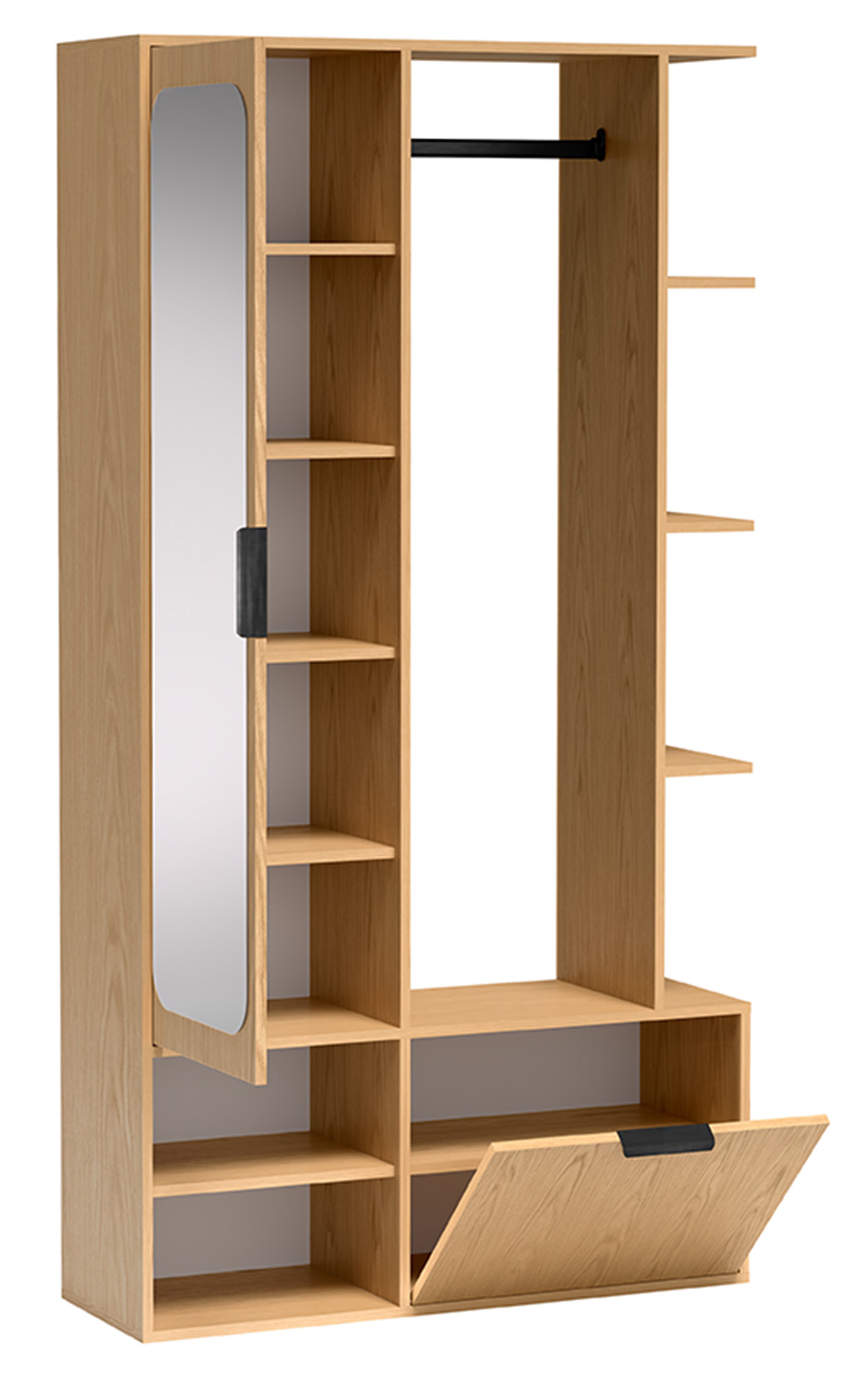 selsey-nala-garderobenset-flur-mit-spiegel-und-100-cm-stange-eiche-bookmatch image 3