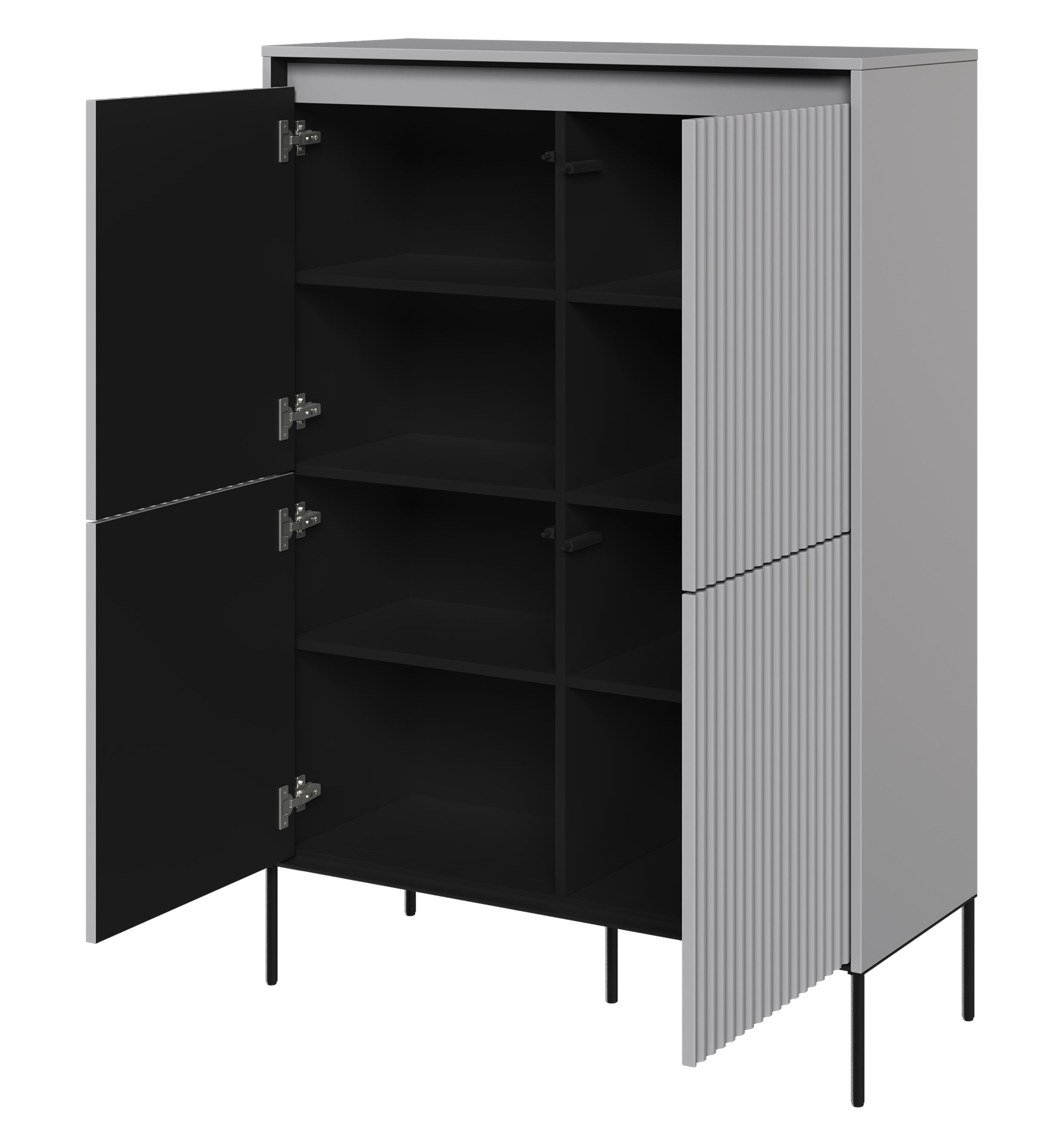 selsey-trend-hohe-viert-rige-kommode-98-cm-mit-led-grau image 2