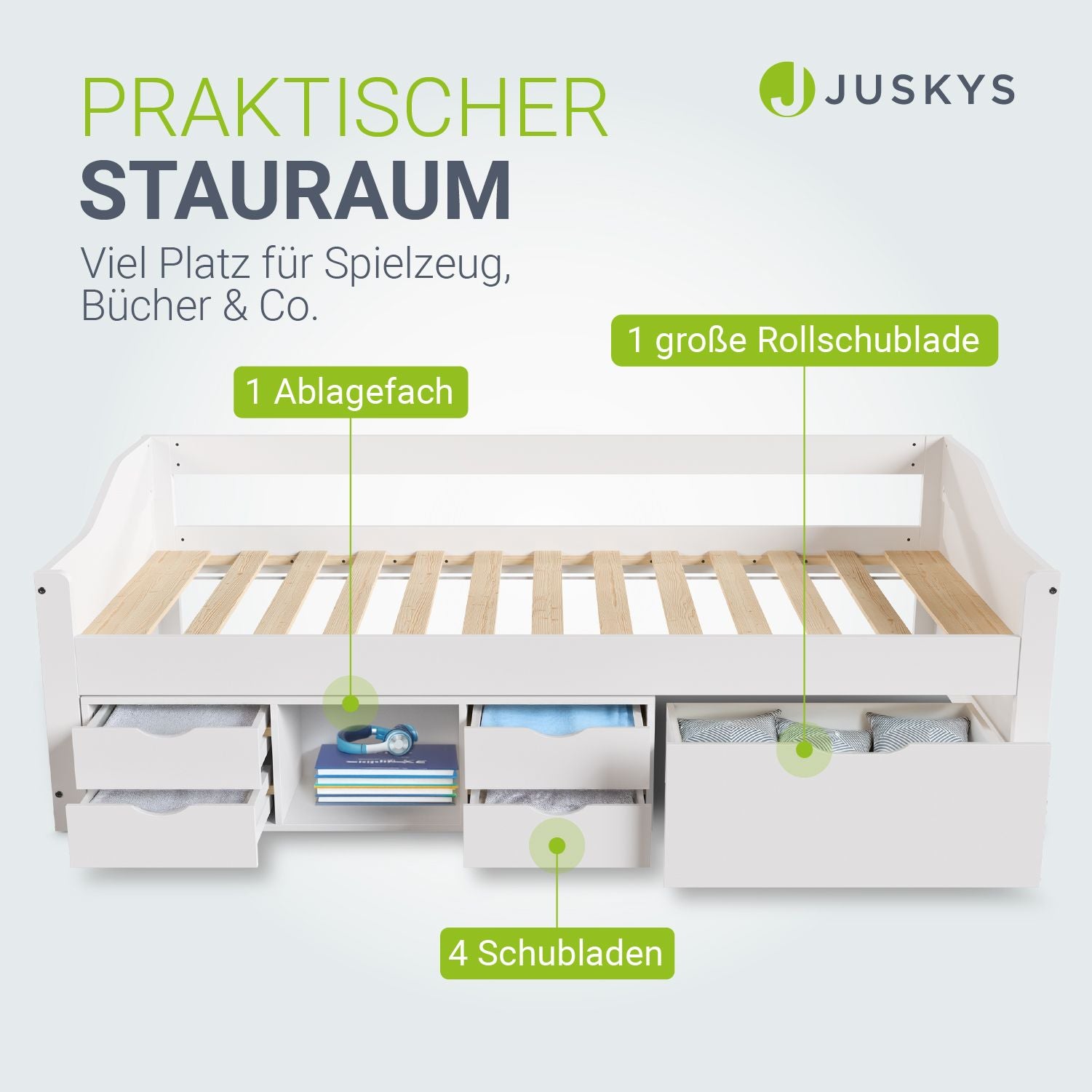 juskys-funktionsbett-nalu-90x200-wei-stauraumbett-mit-lattenrost-5-schubladen image 2